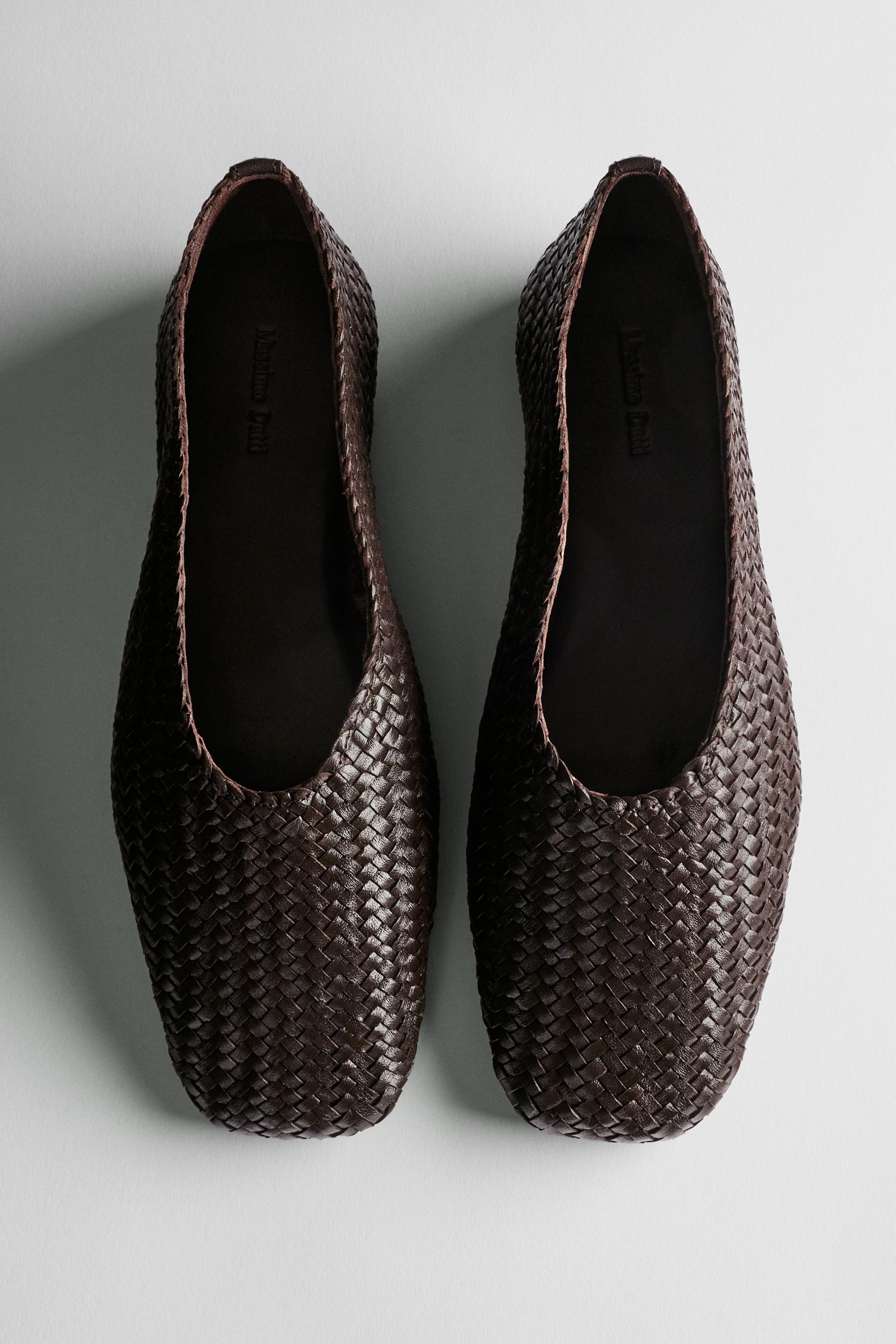 Braided leather ballet flats