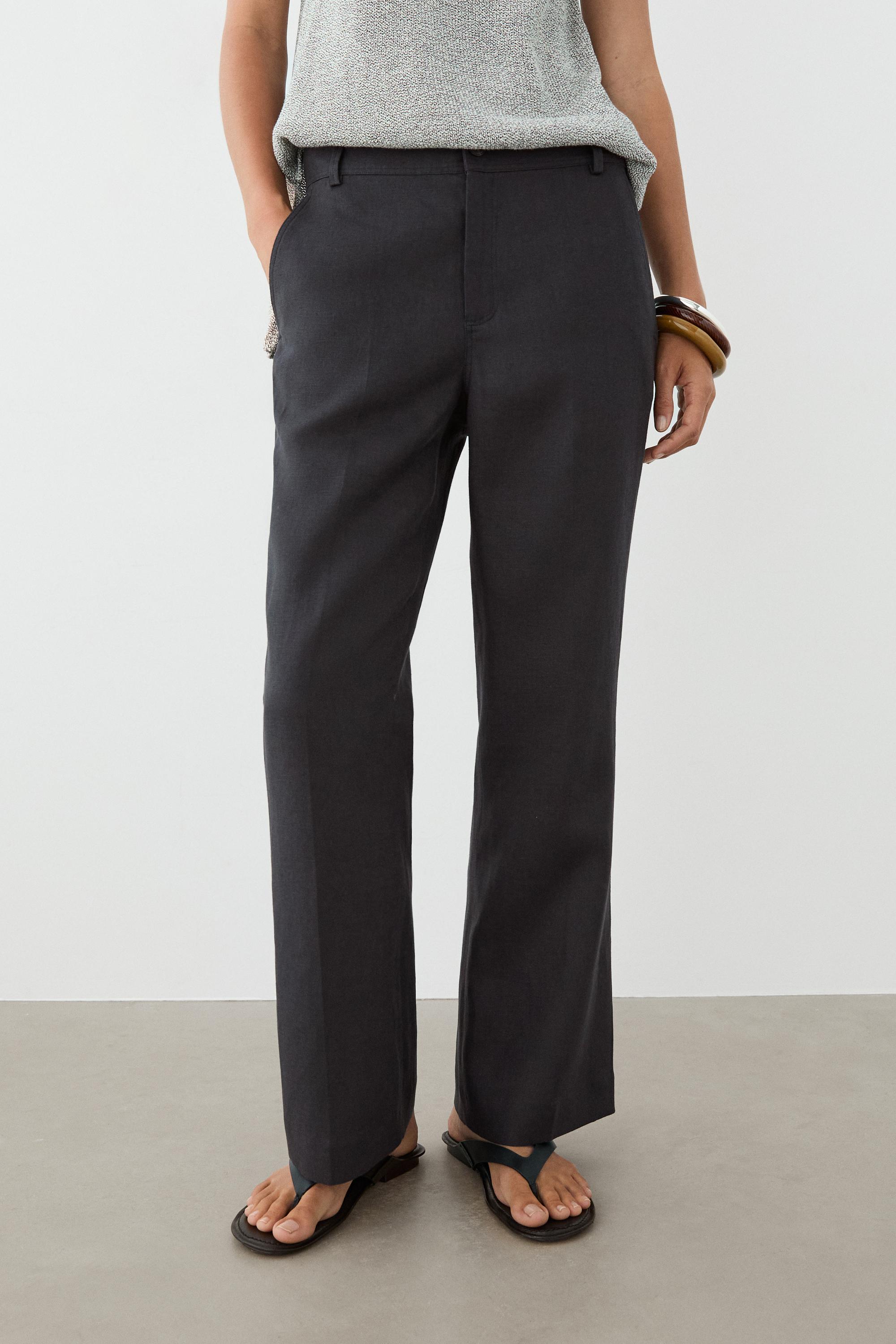 Kick flare cropped linen trousers