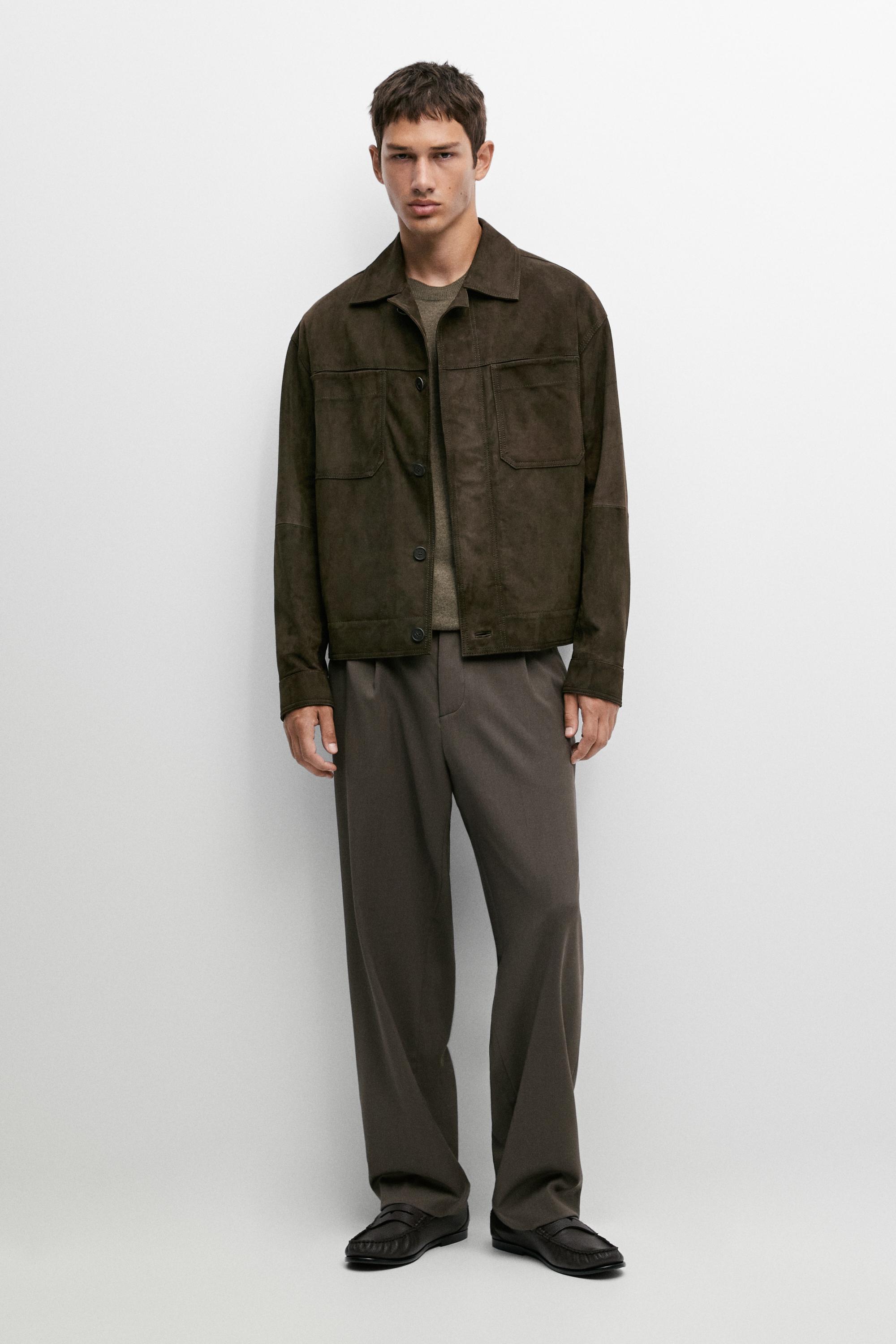 Relaxed fit suede leather jacket