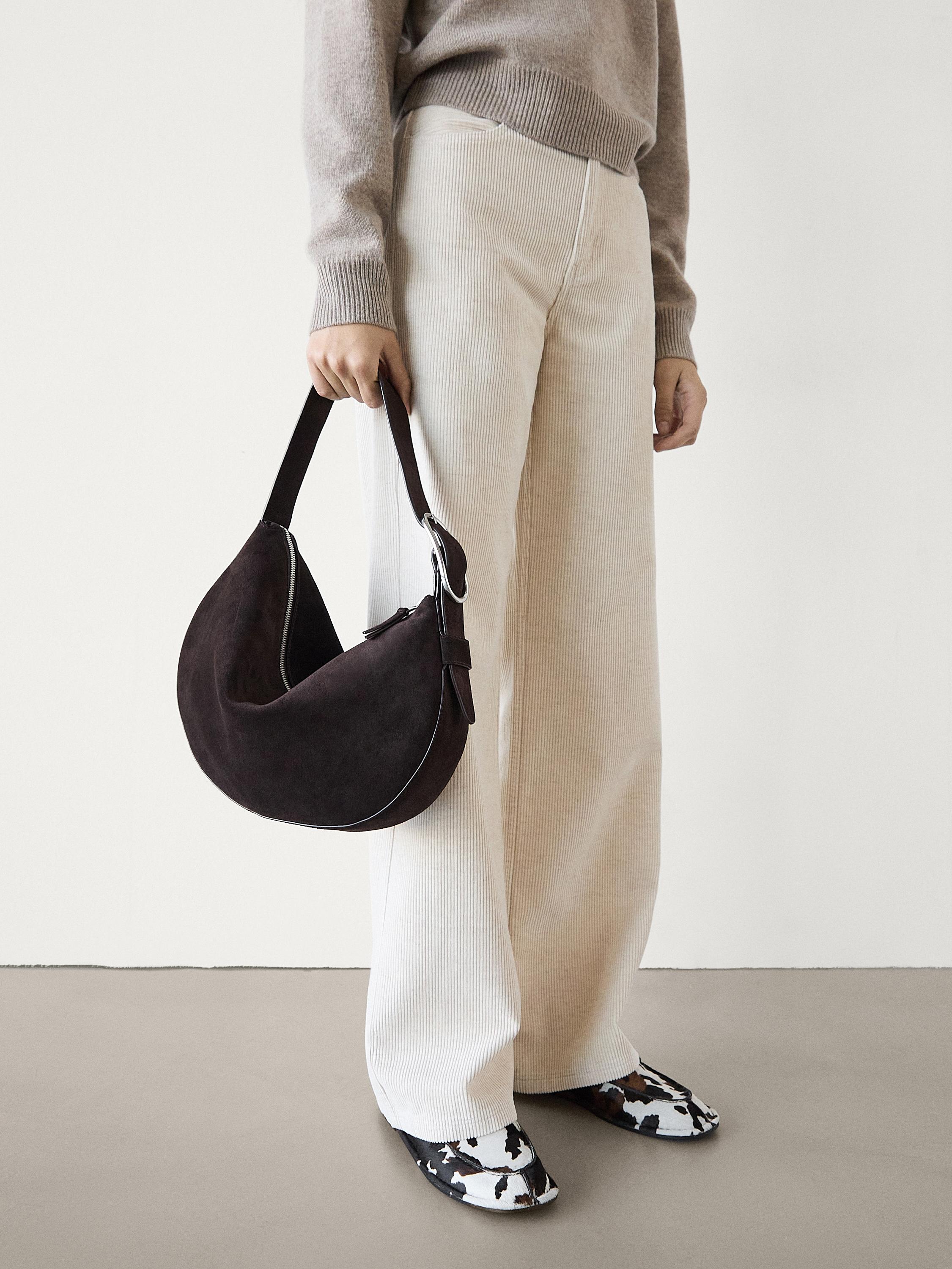 Split suede medium shoulder bag
