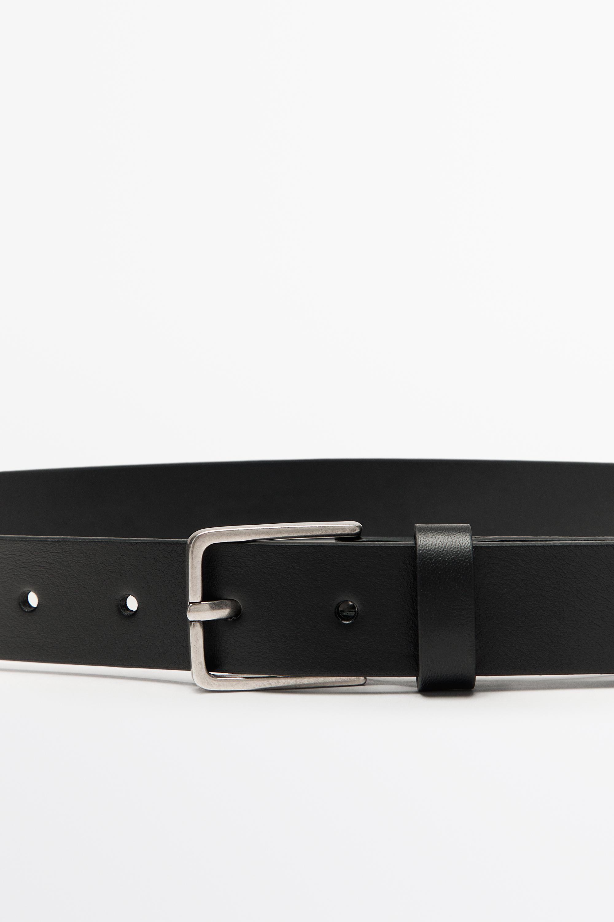 Nappa leather belt with rectangular buckle