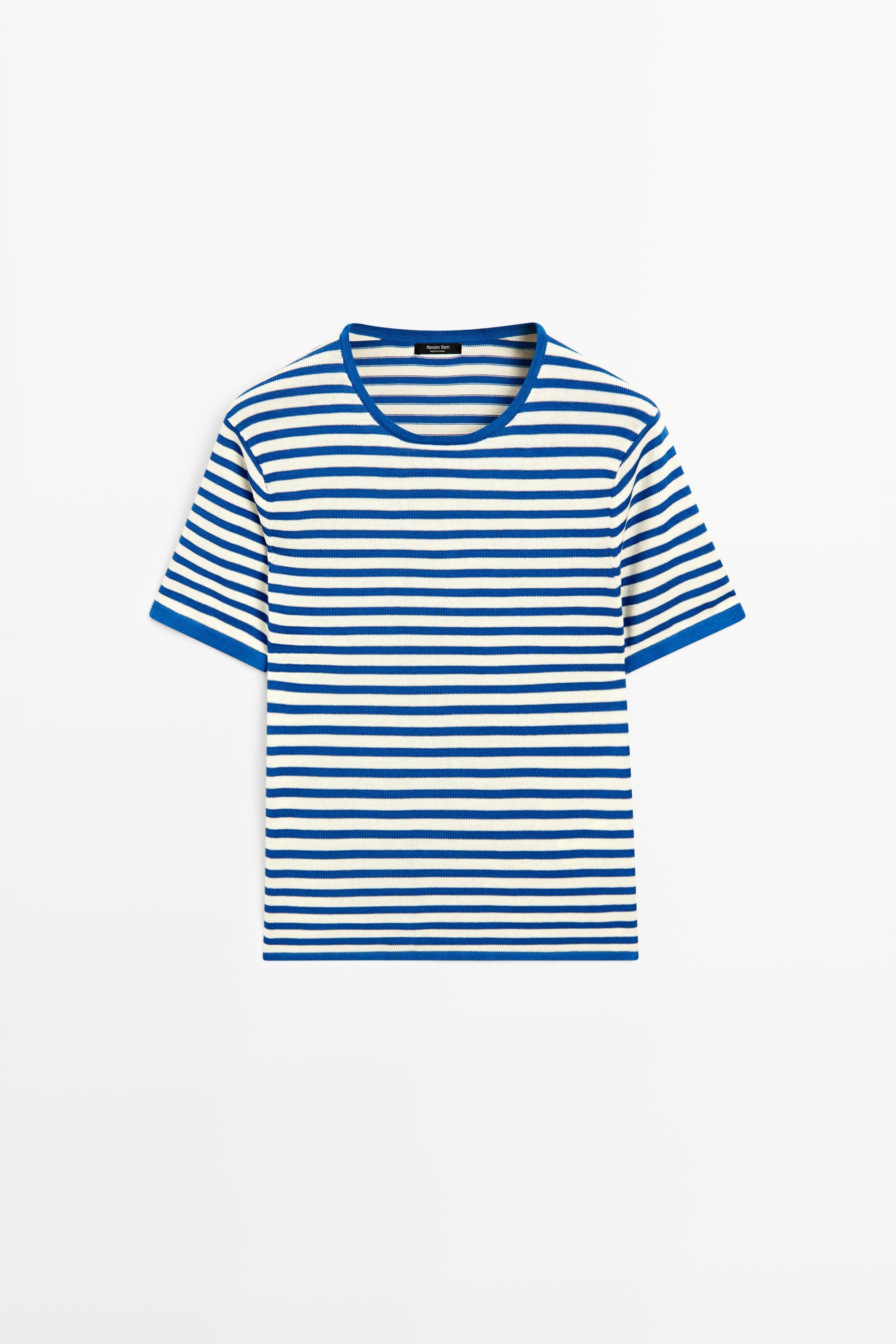 Striped short sleeve knit T-shirt