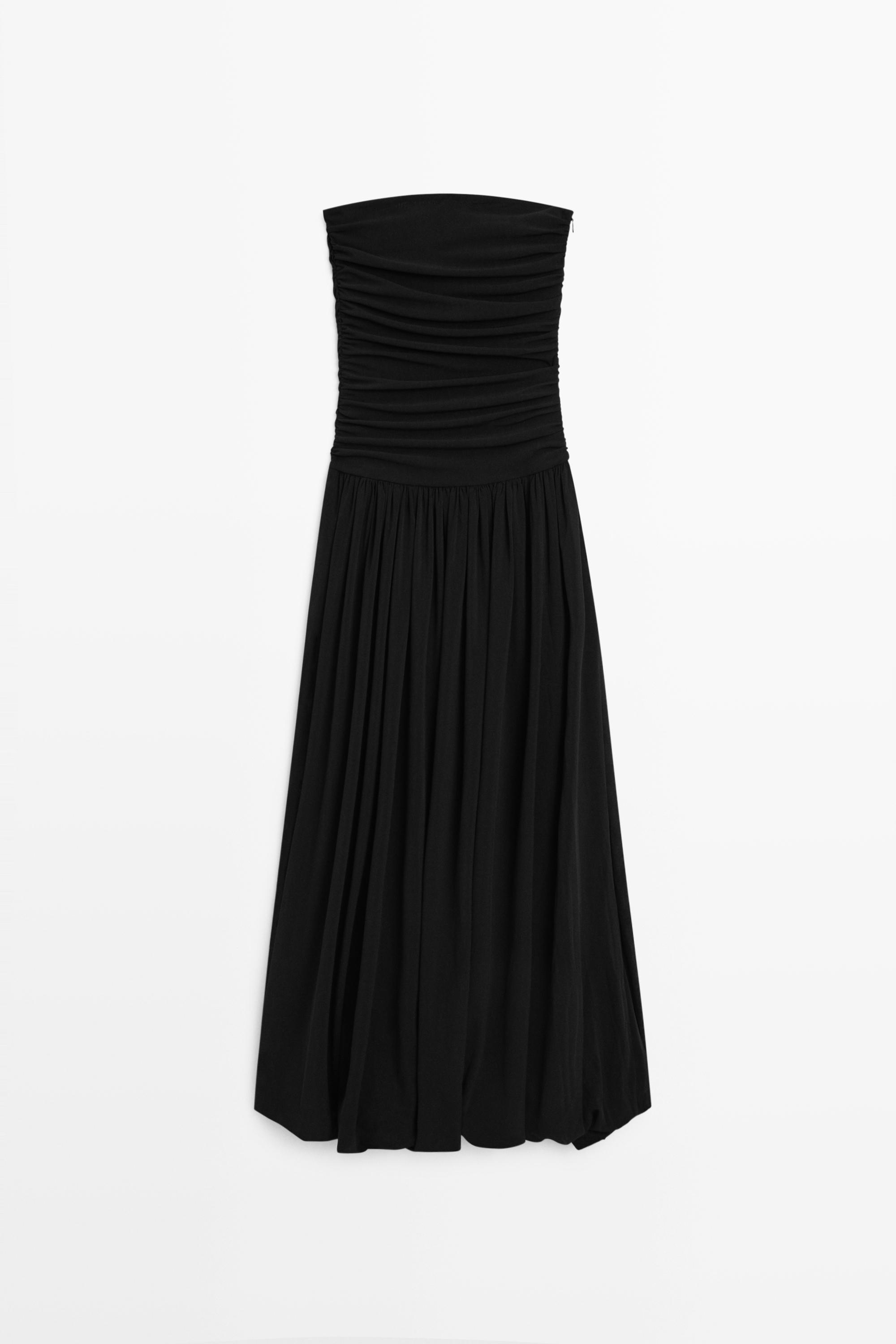 Strapless balloon midi dress