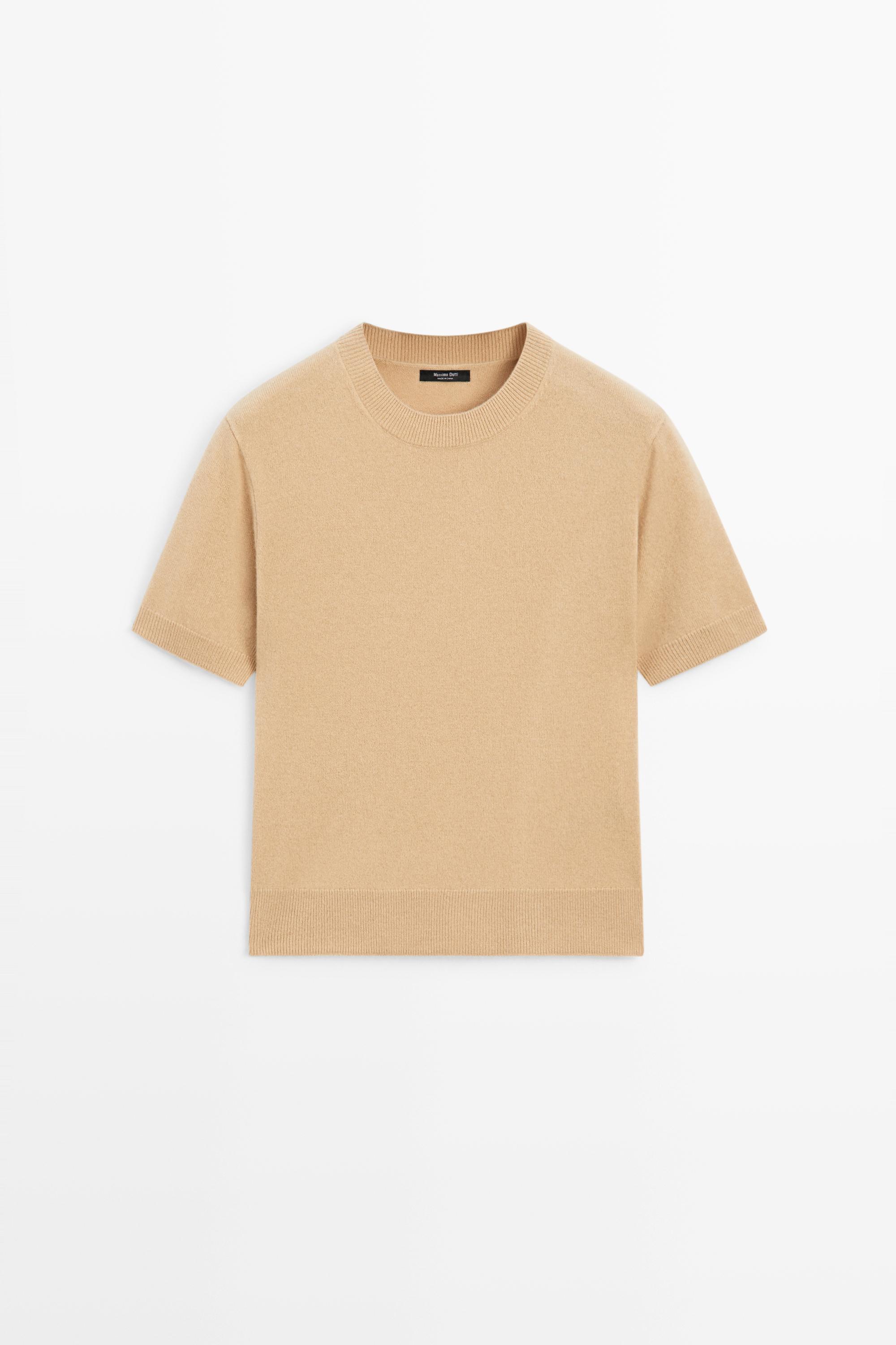 Wool blend short-sleeve knit sweater