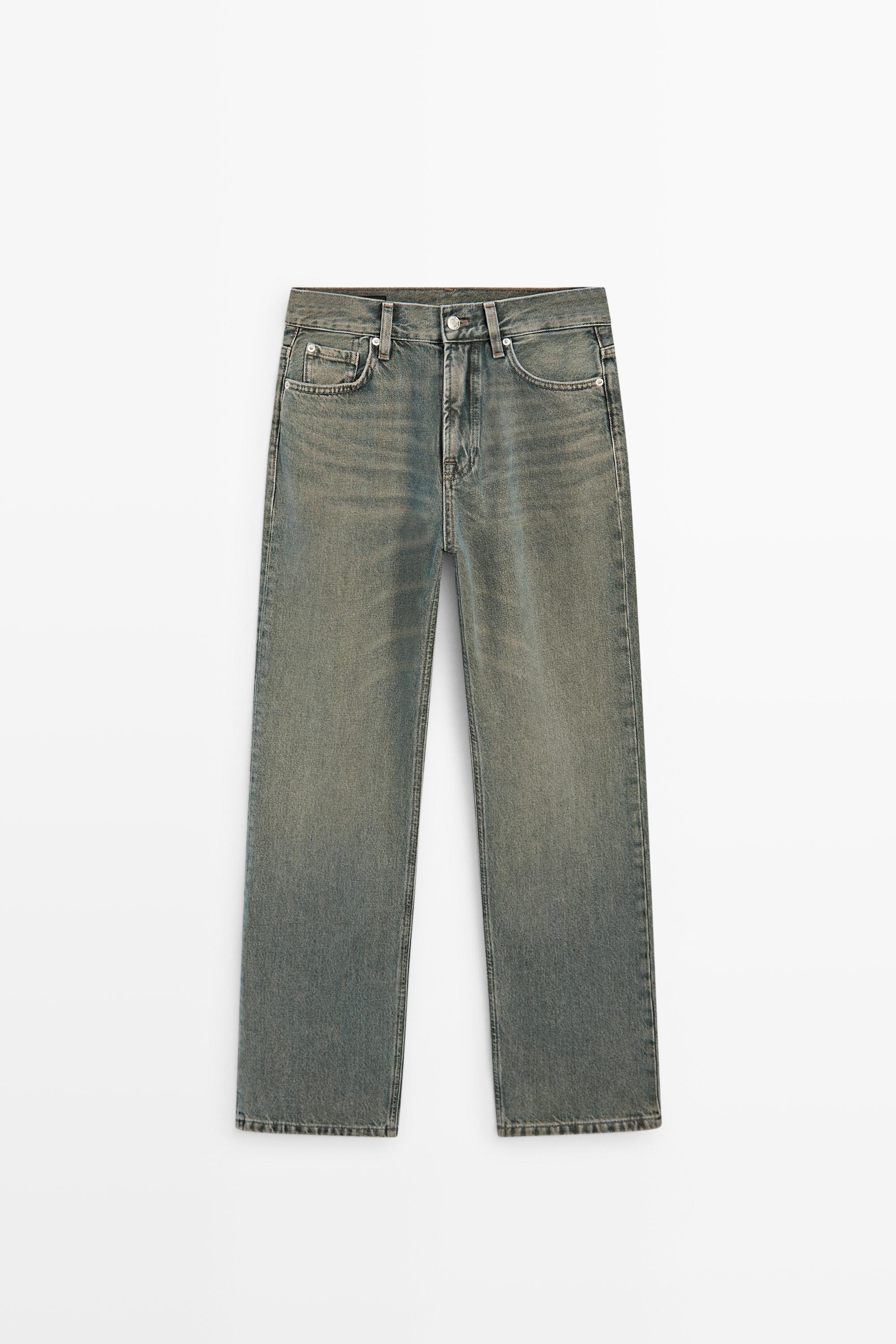 High-waist straight-leg jeans