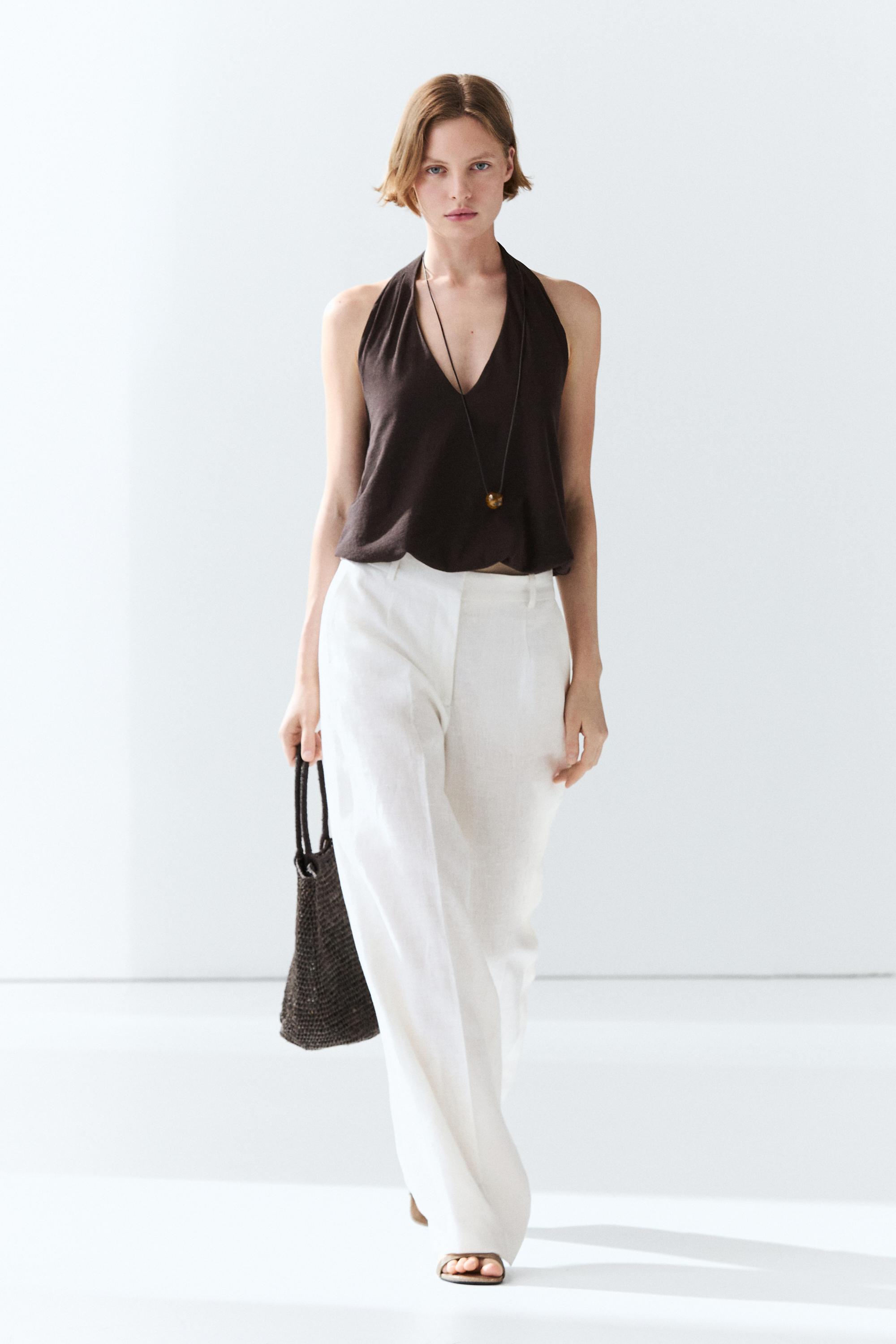 100% linen pants with darts