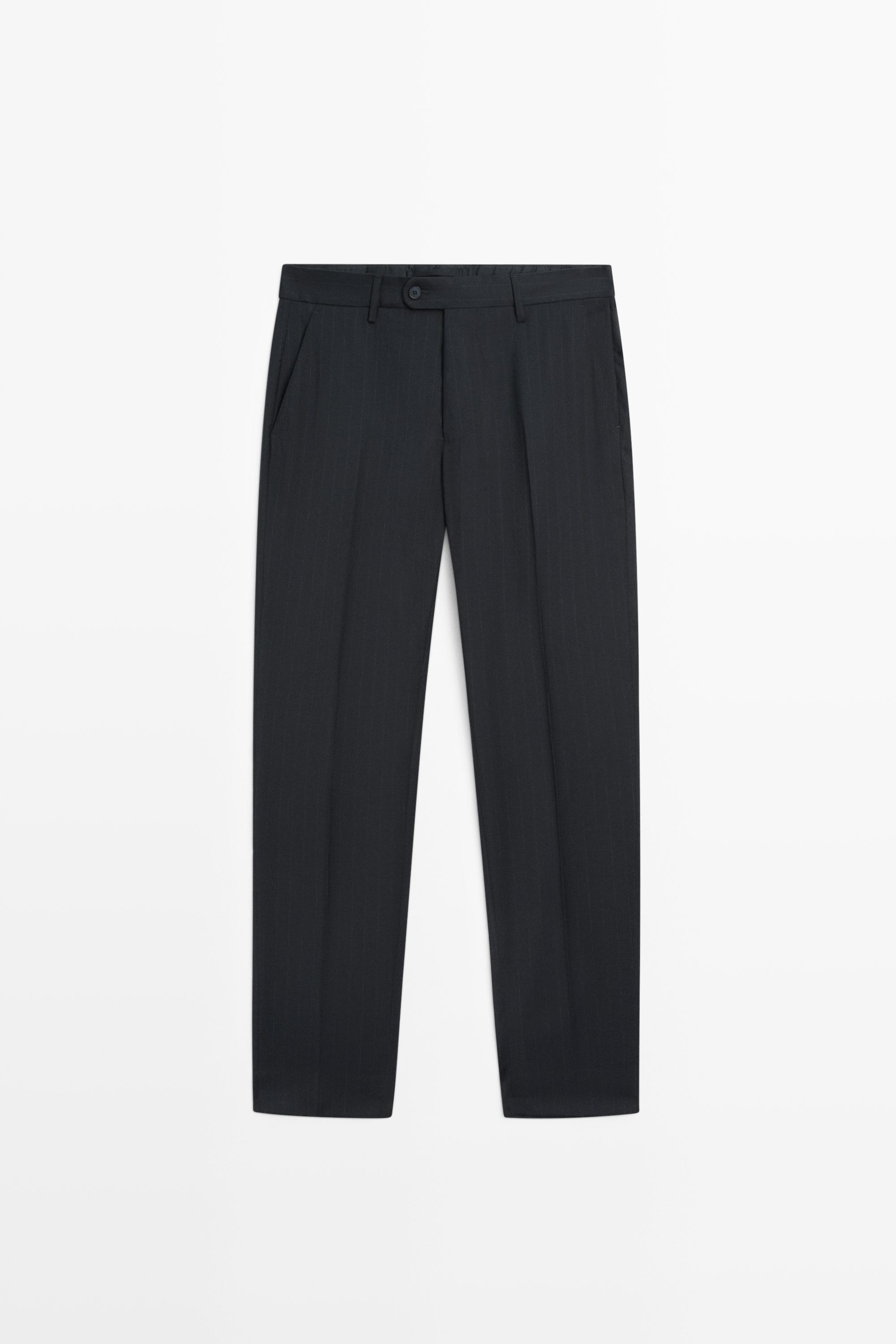 Striped 100% cool wool suit pants