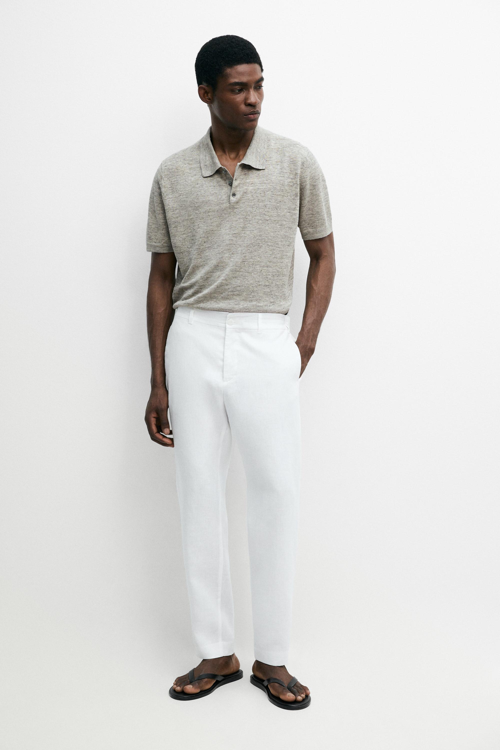 Tapered fit linen pants