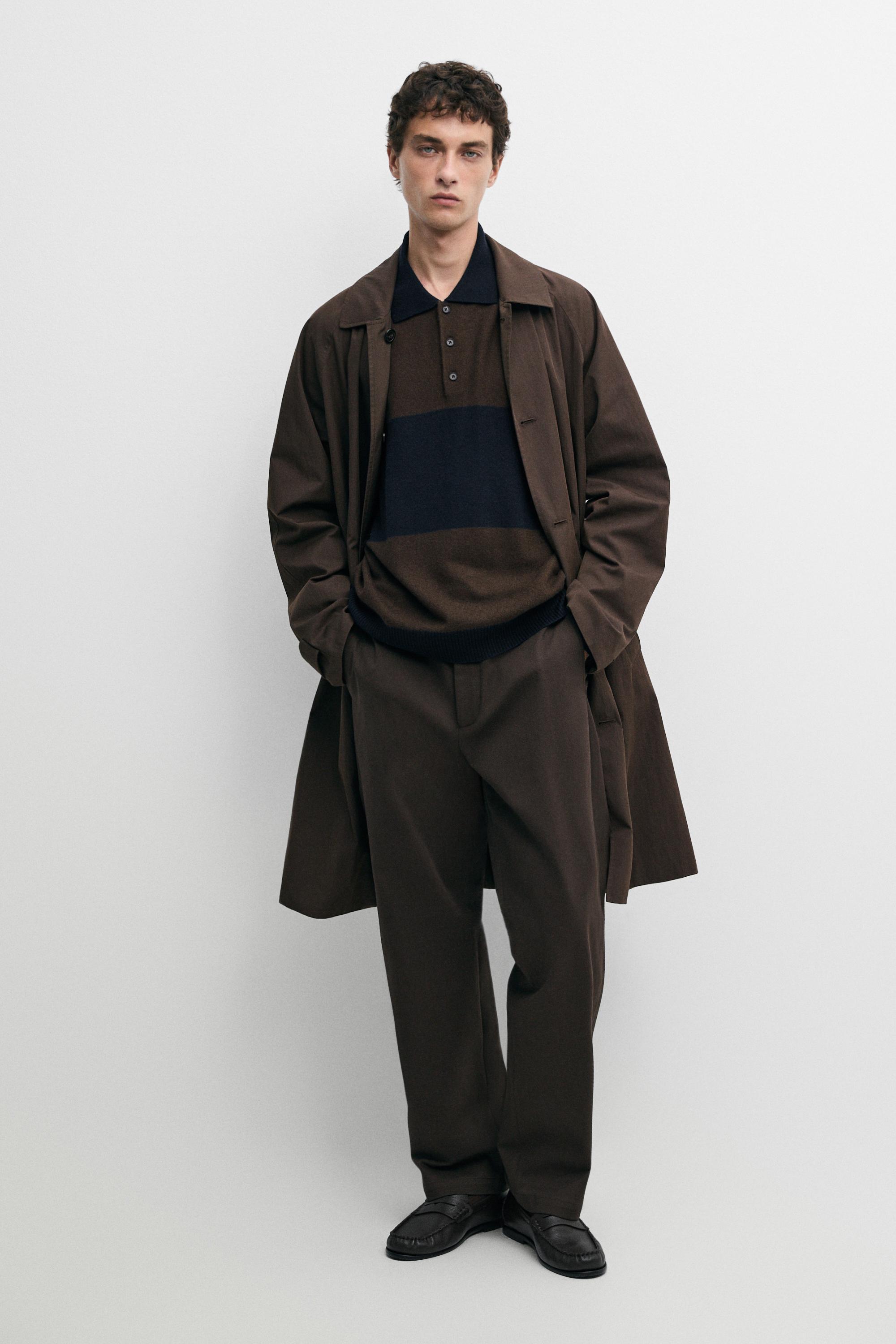 Cotton blend straight-leg pants