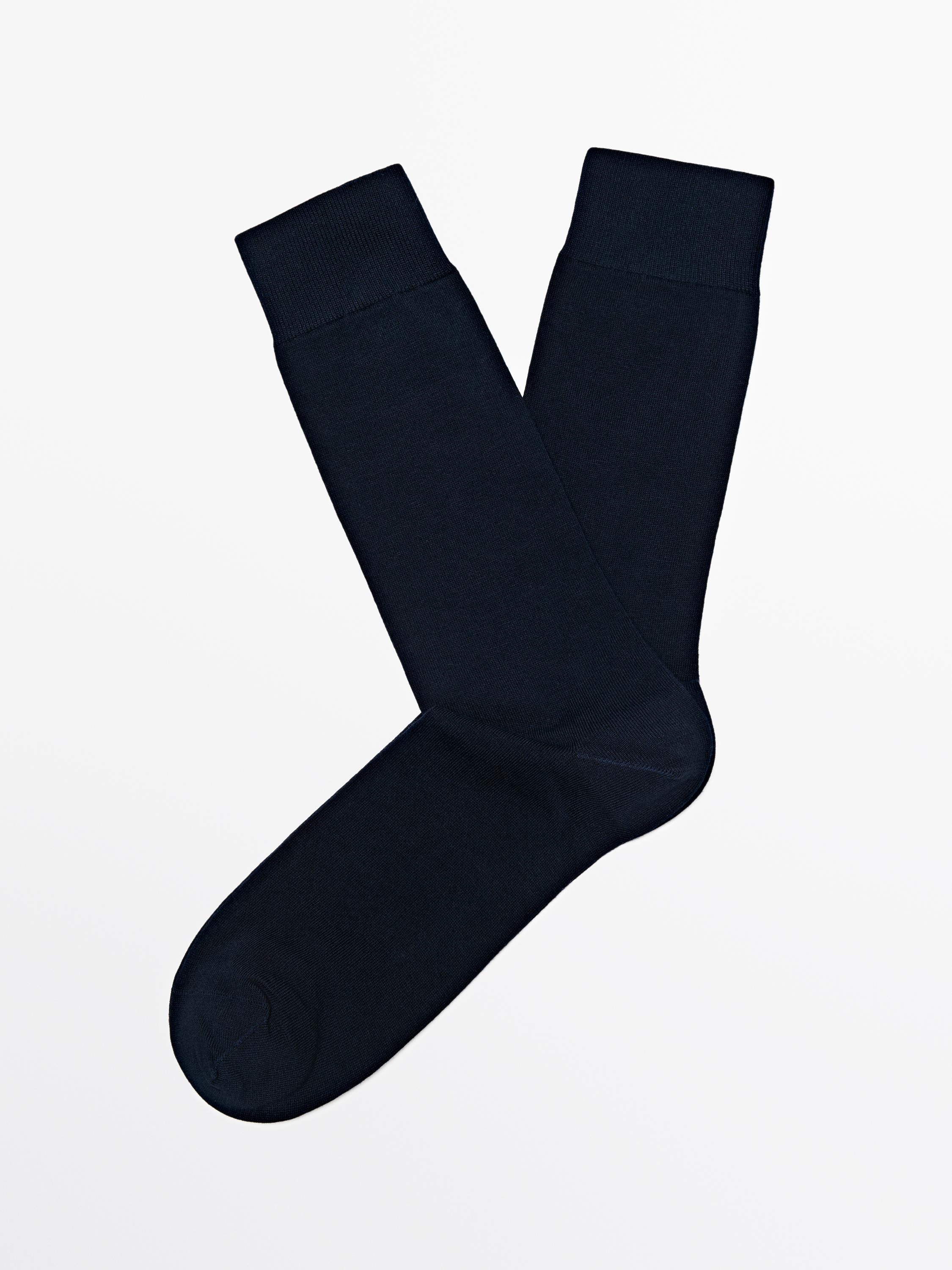 Plain knit cotton blend socks