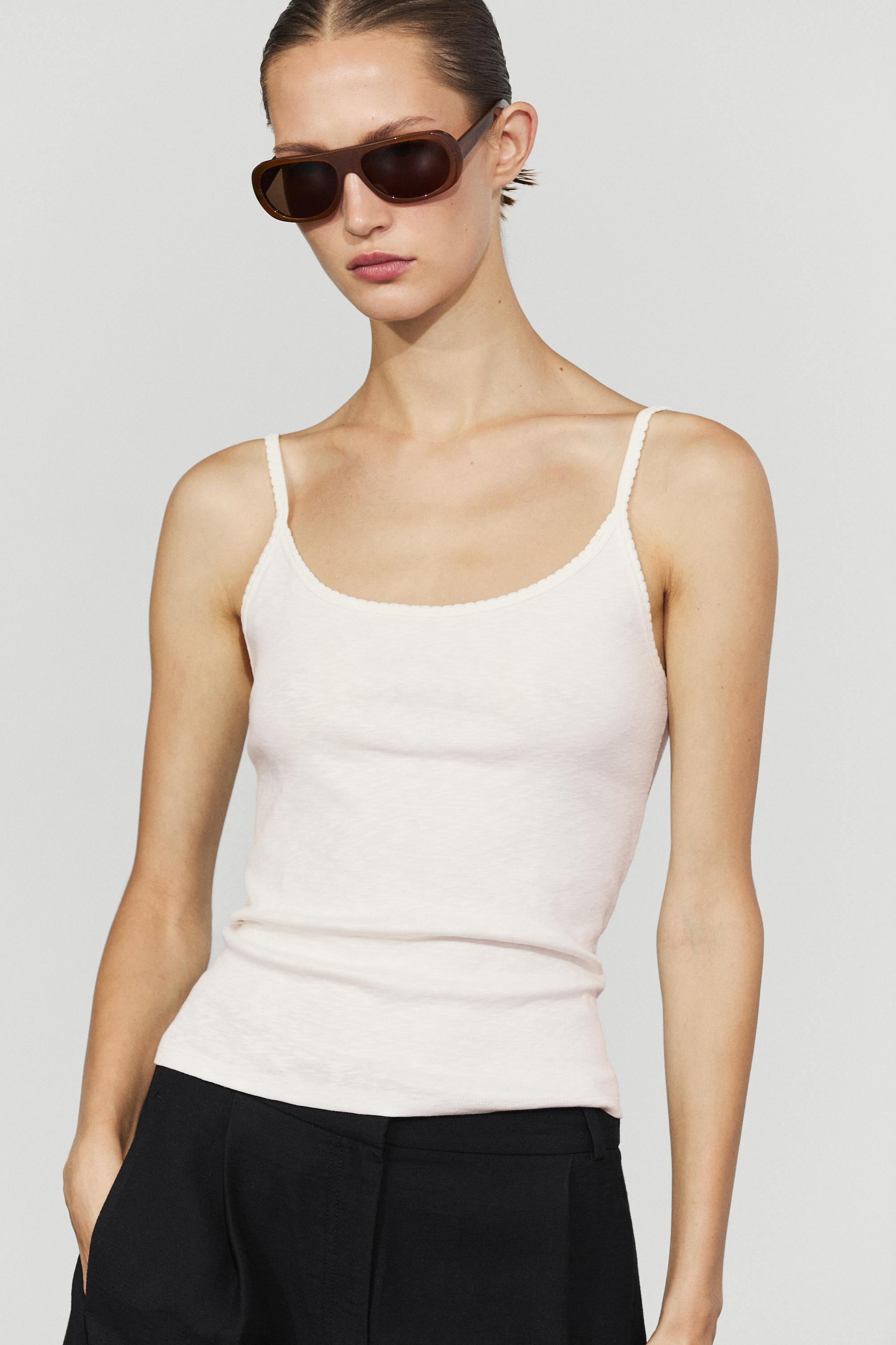 Cotton blend strappy top