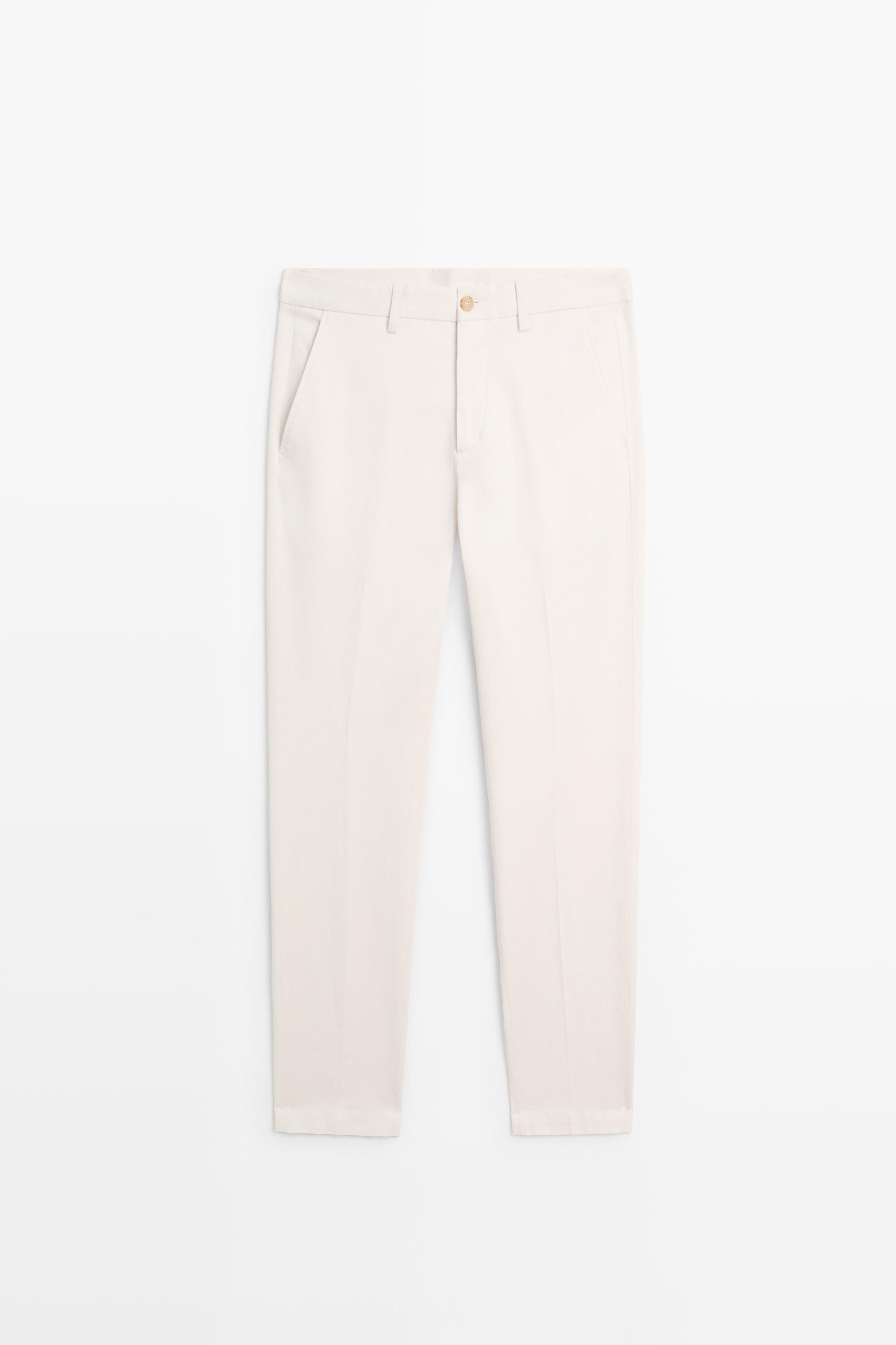 Cotton blend slim fit pants