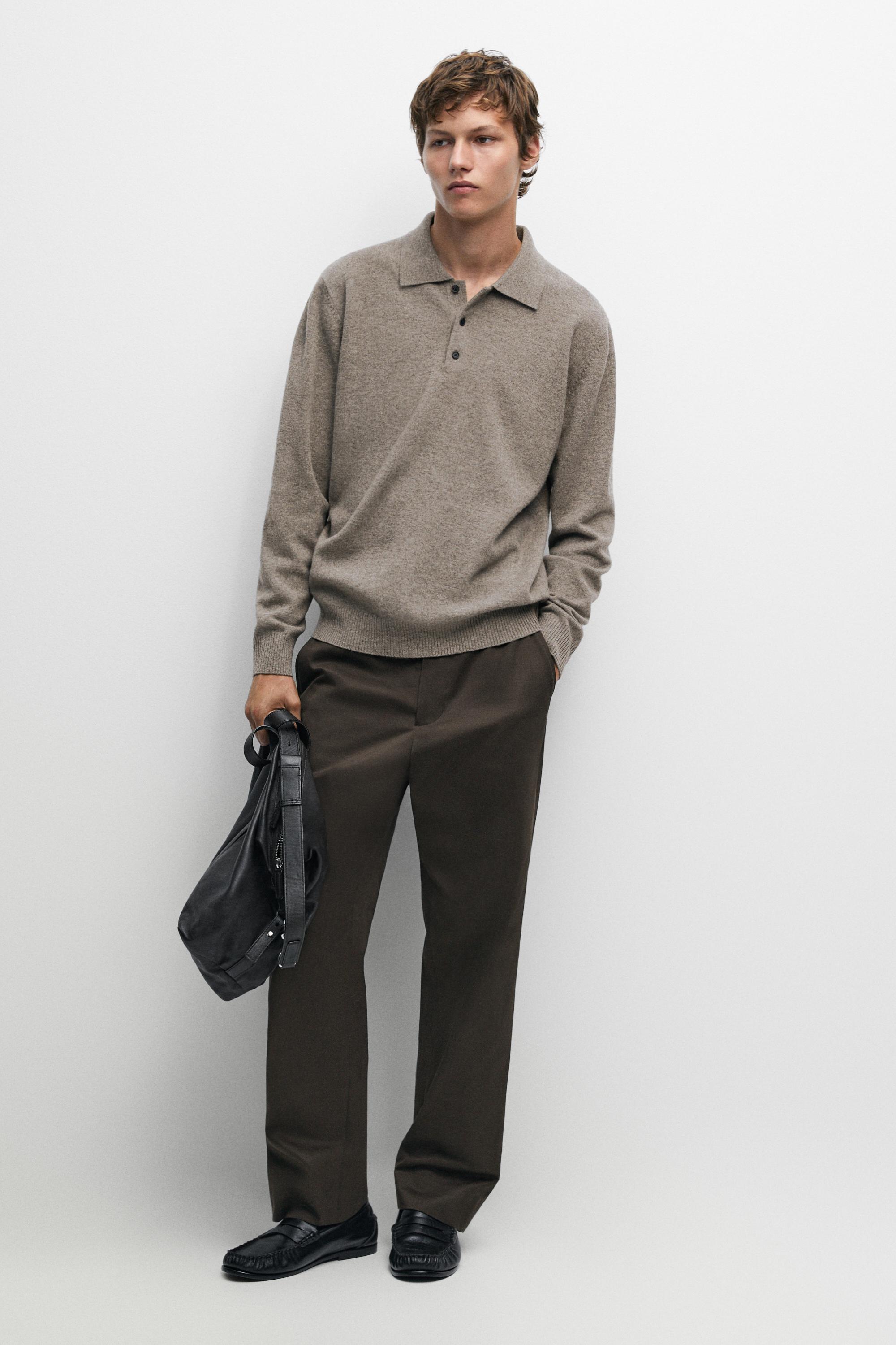 Wool cashmere blend polo sweater