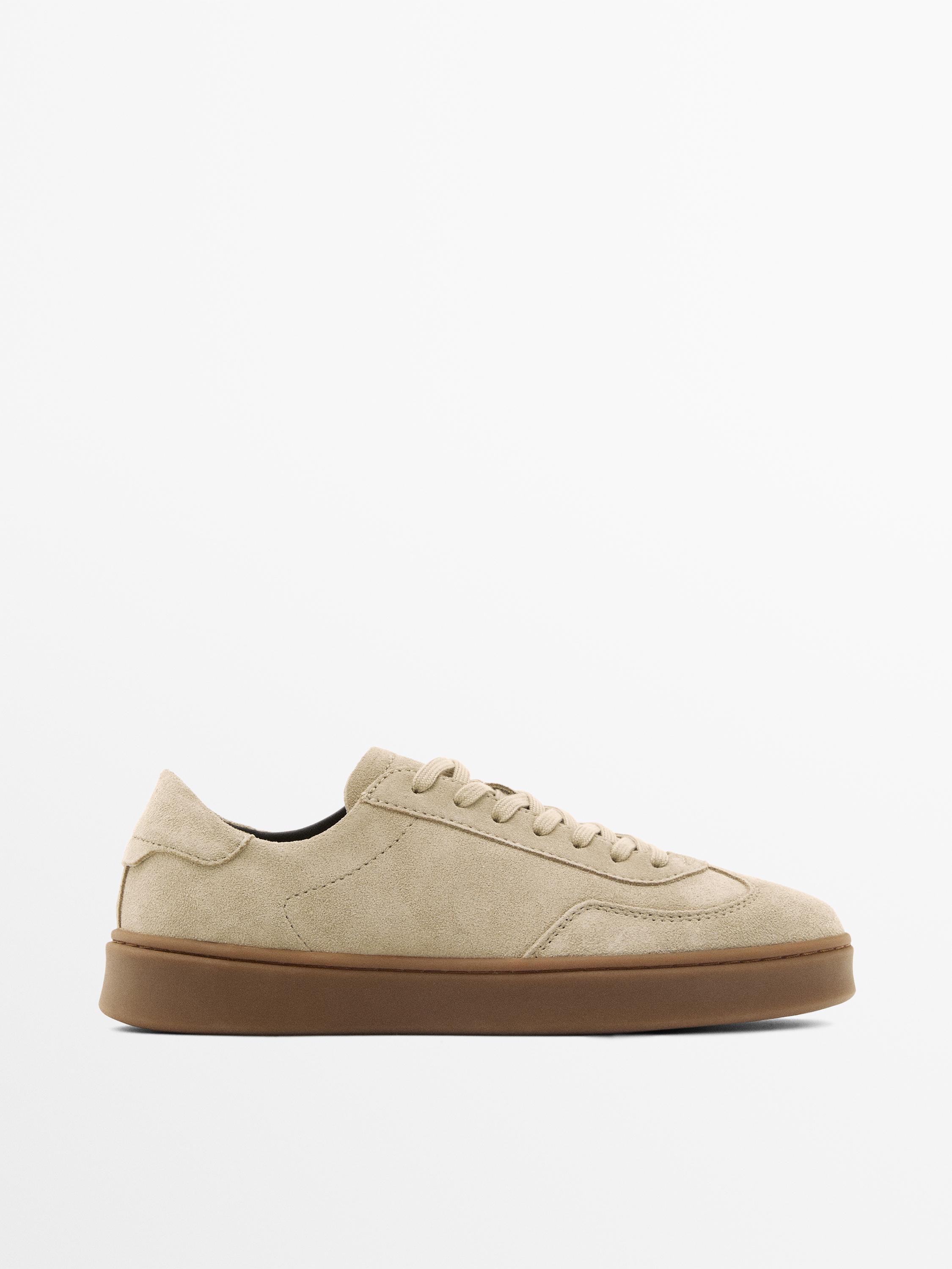 Split suede leather trainers