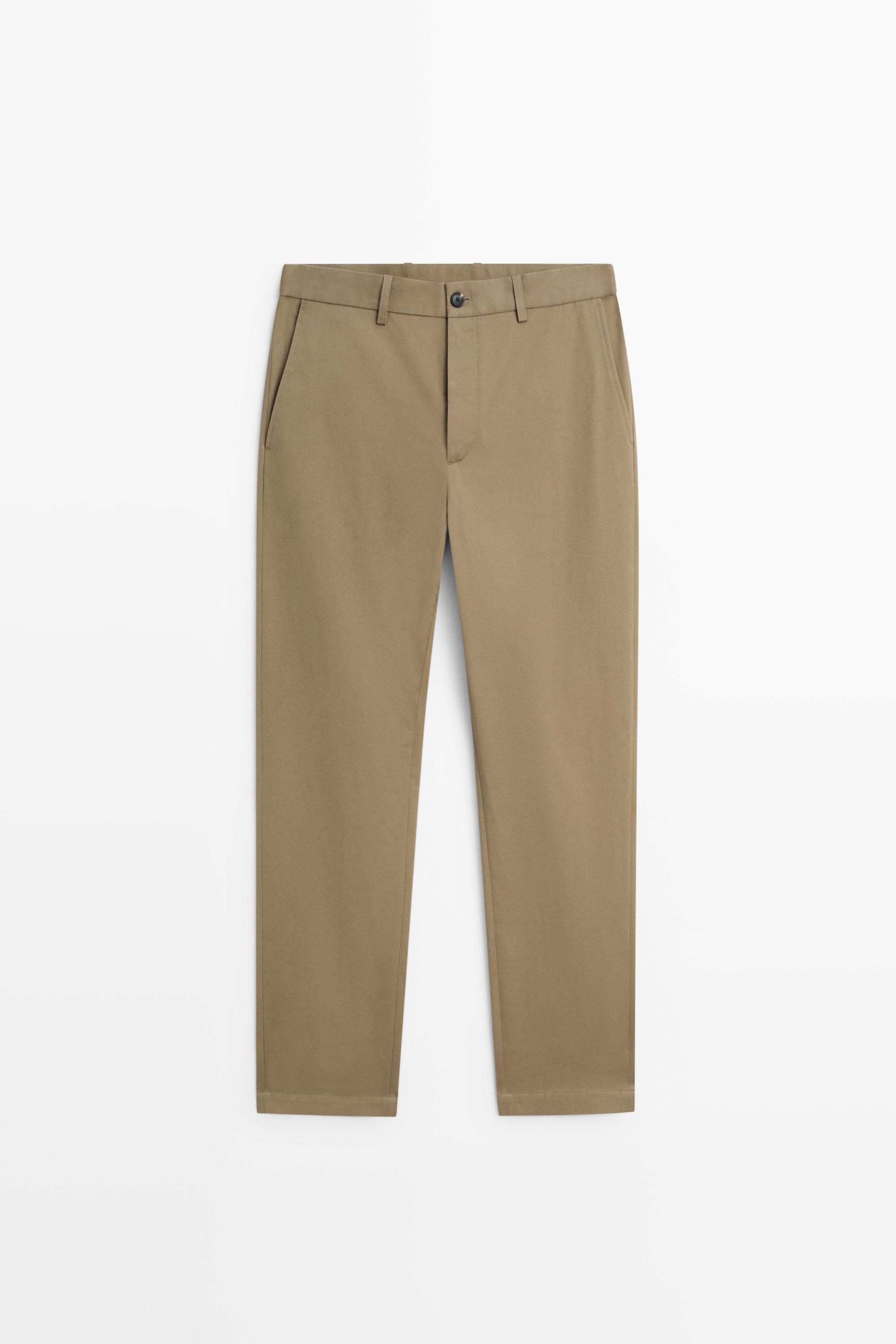 Cotton blend straight-leg pants