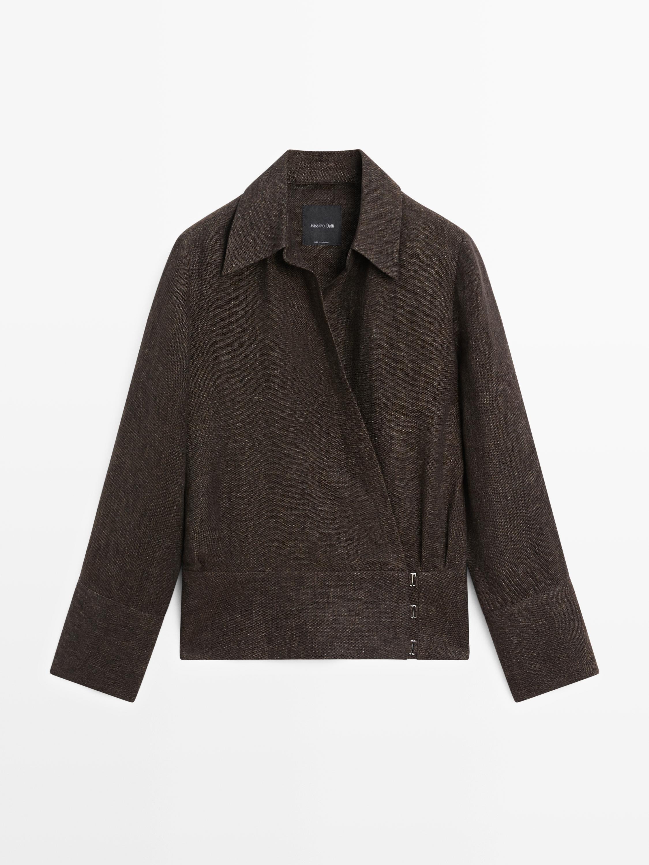 Total look melange linen overshirt