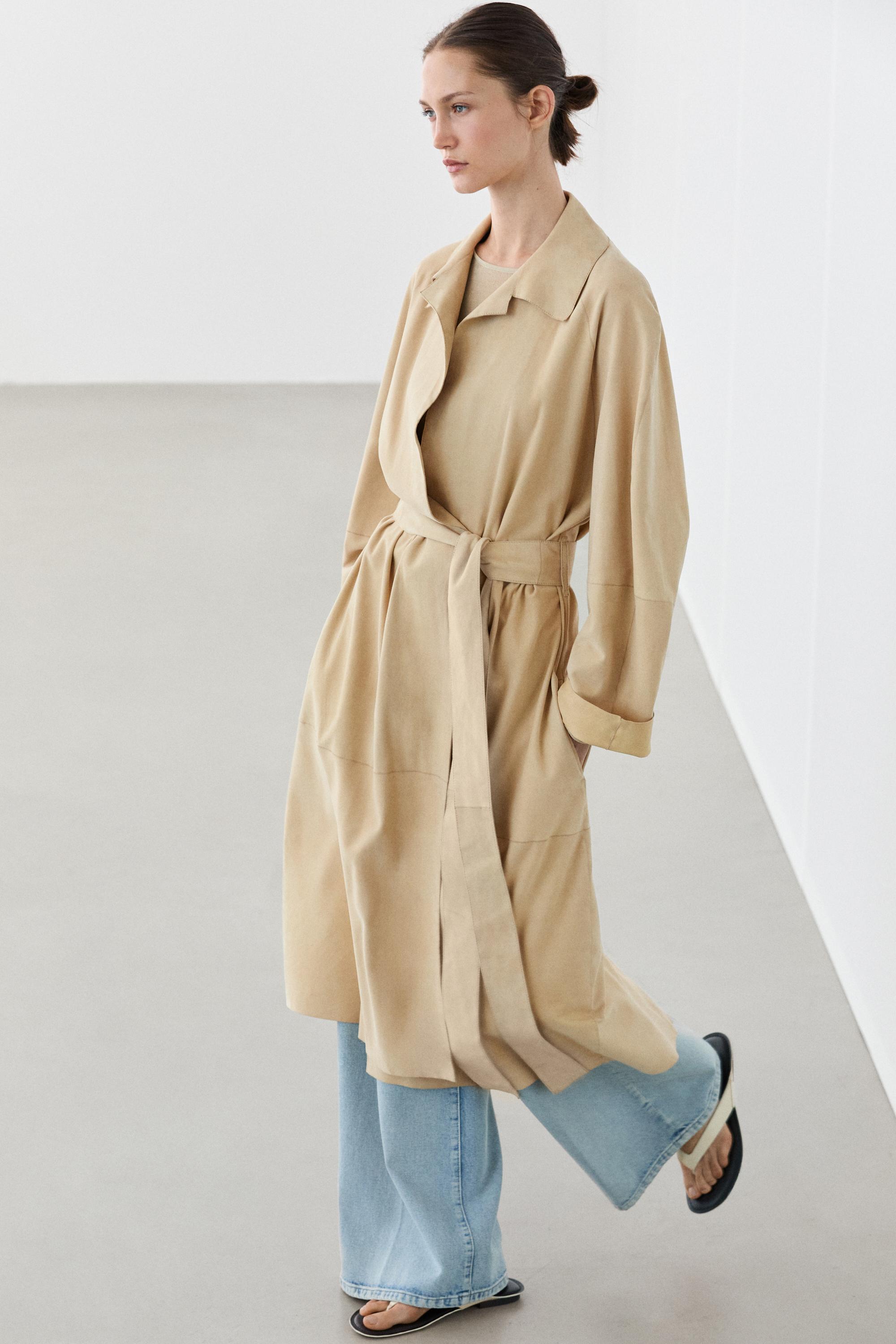 Long suede leather coat