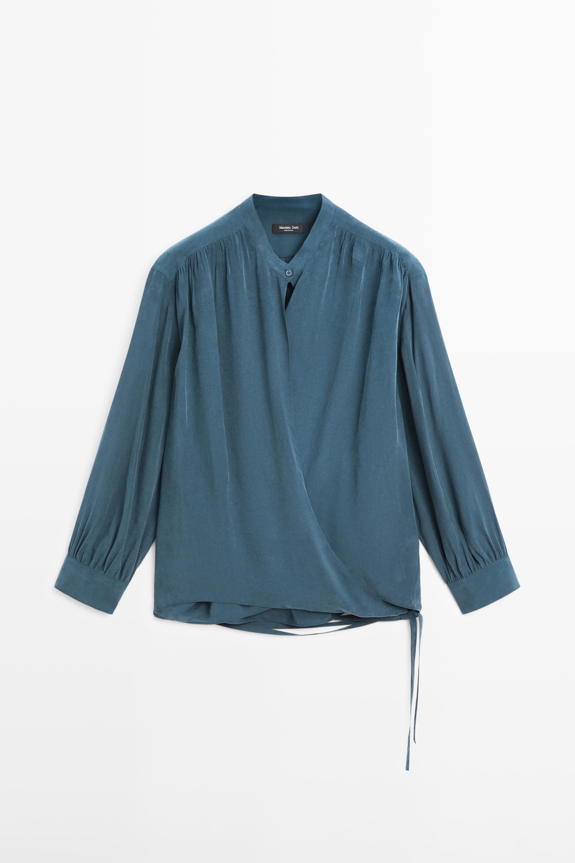 Flowing surplice blouse