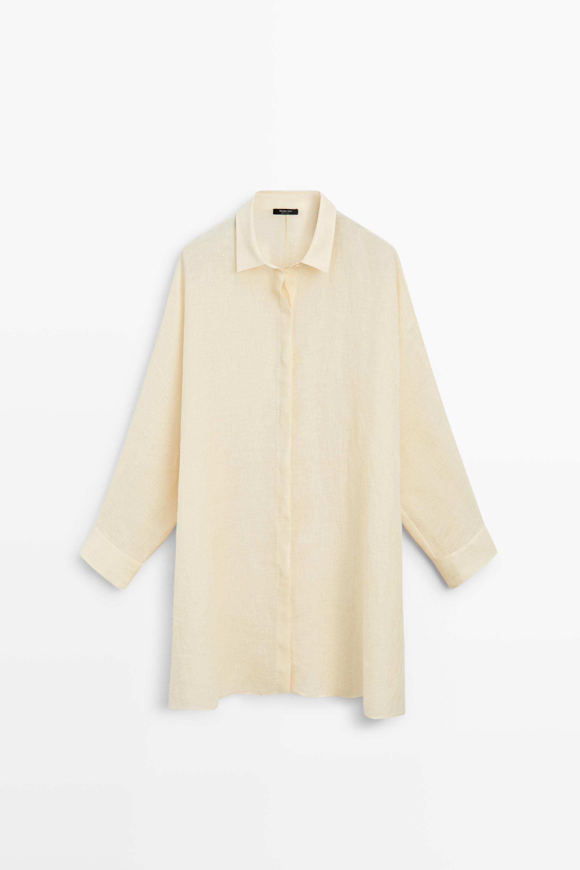100% linen short shirt dress
