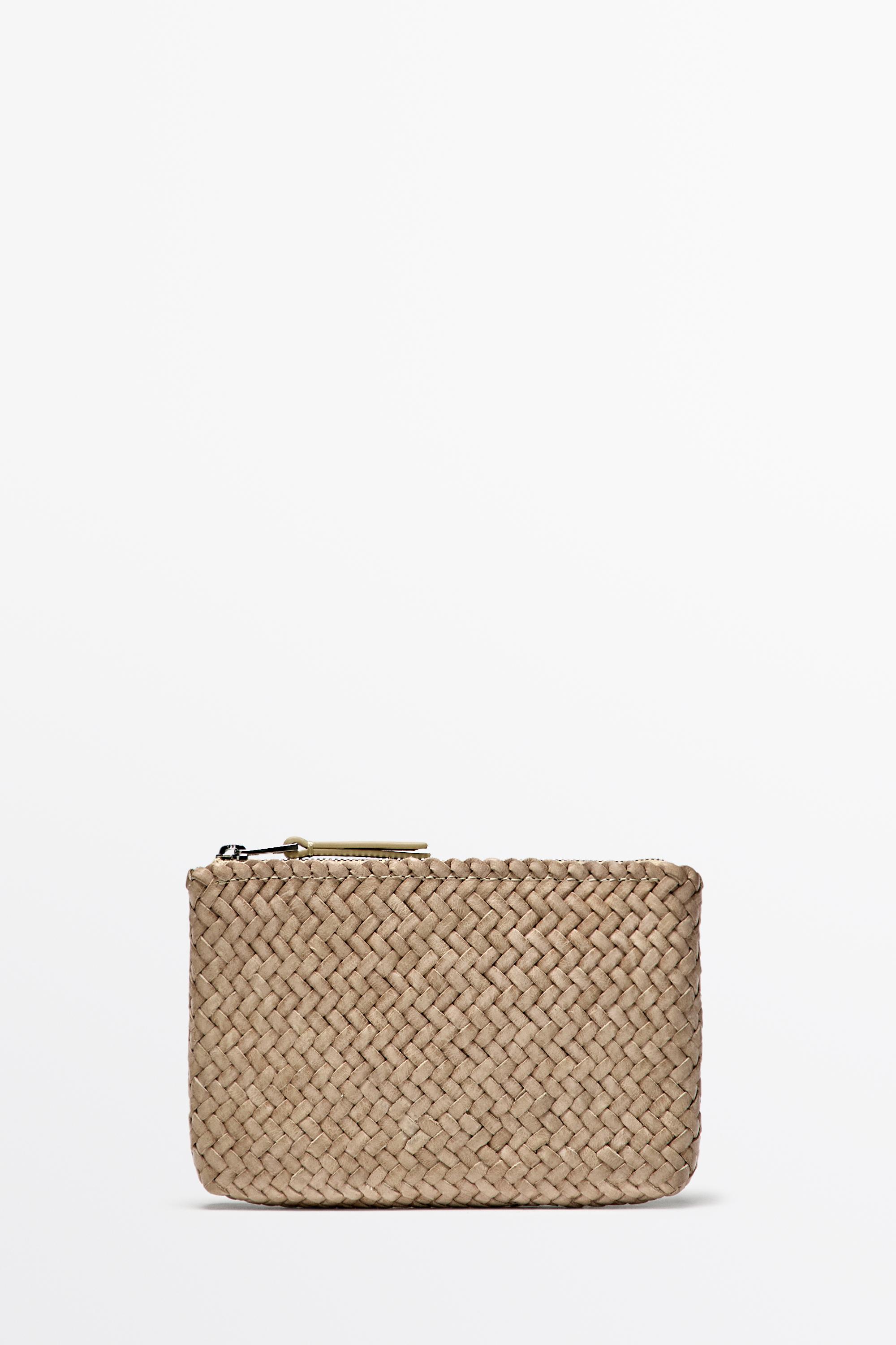 Braided nappa leather pouch bag