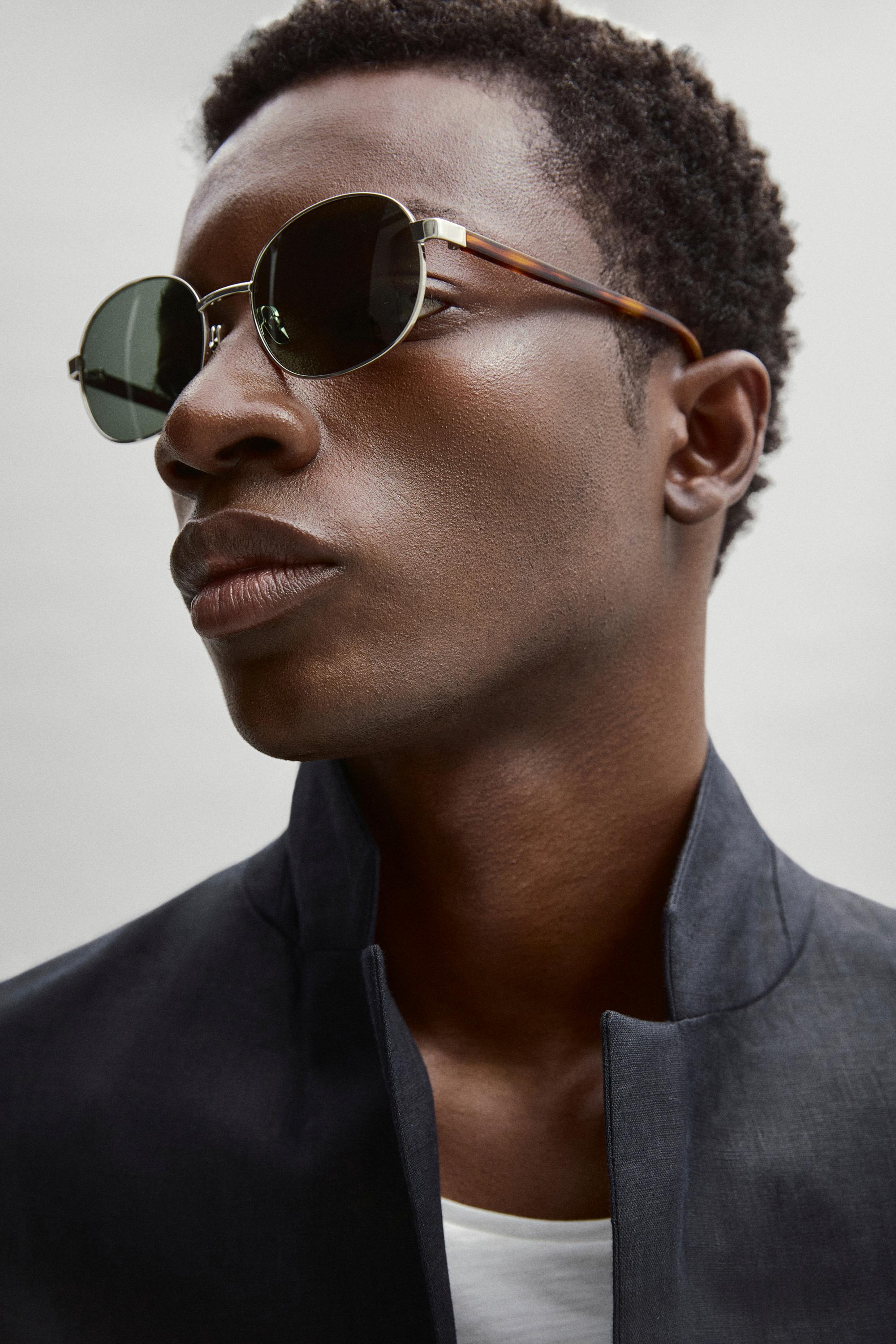 Round metal sunglasses - tortoiseshell effect