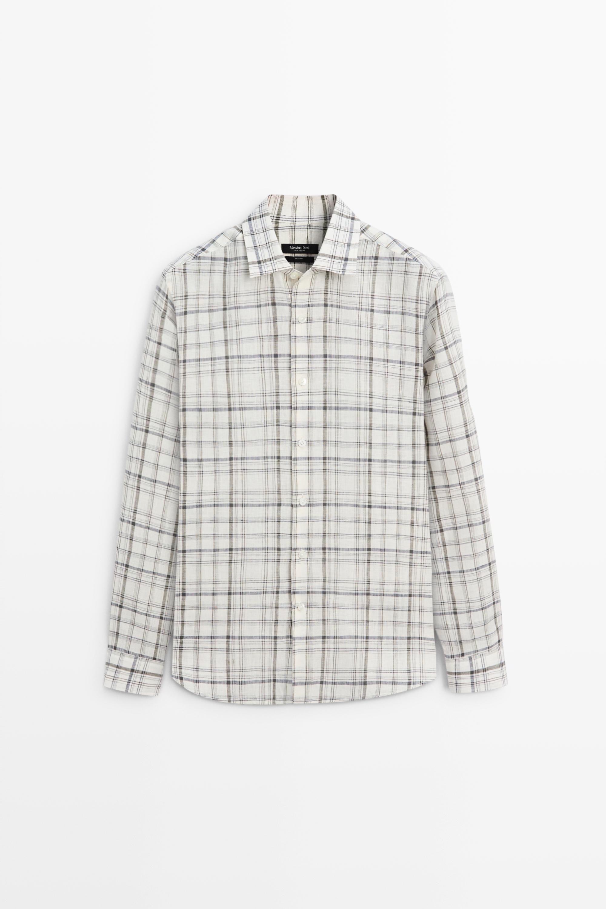 100% linen check shirt
