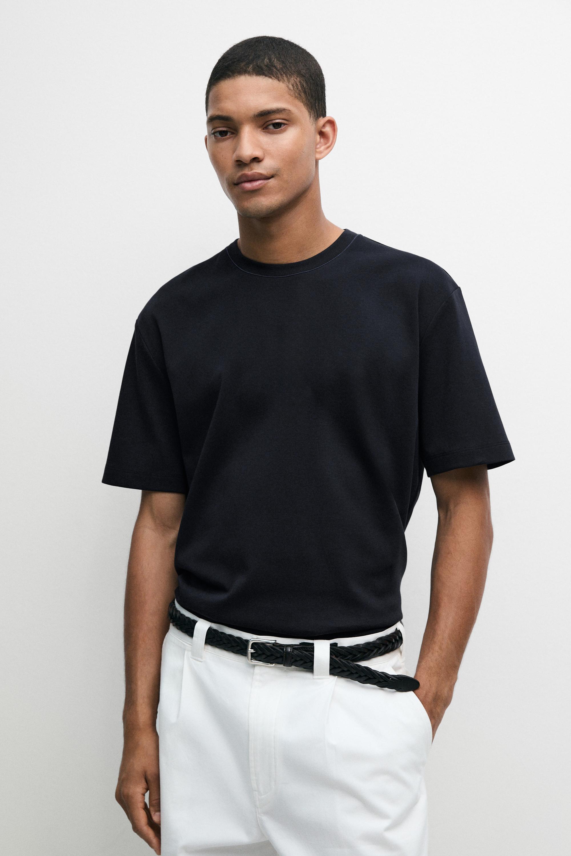 Contrast neck short sleeve T-shirt
