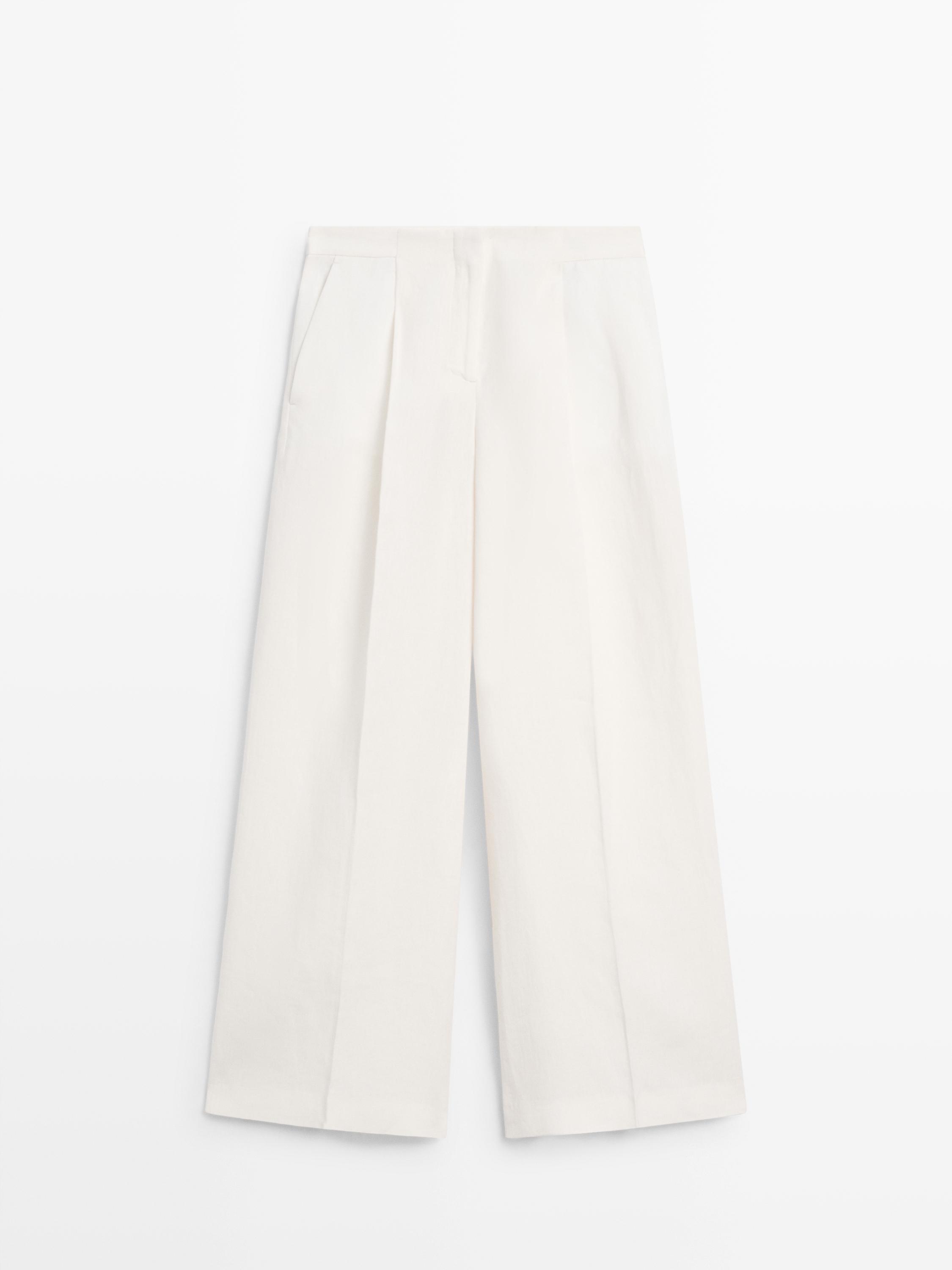 Flowing linen suit trousers