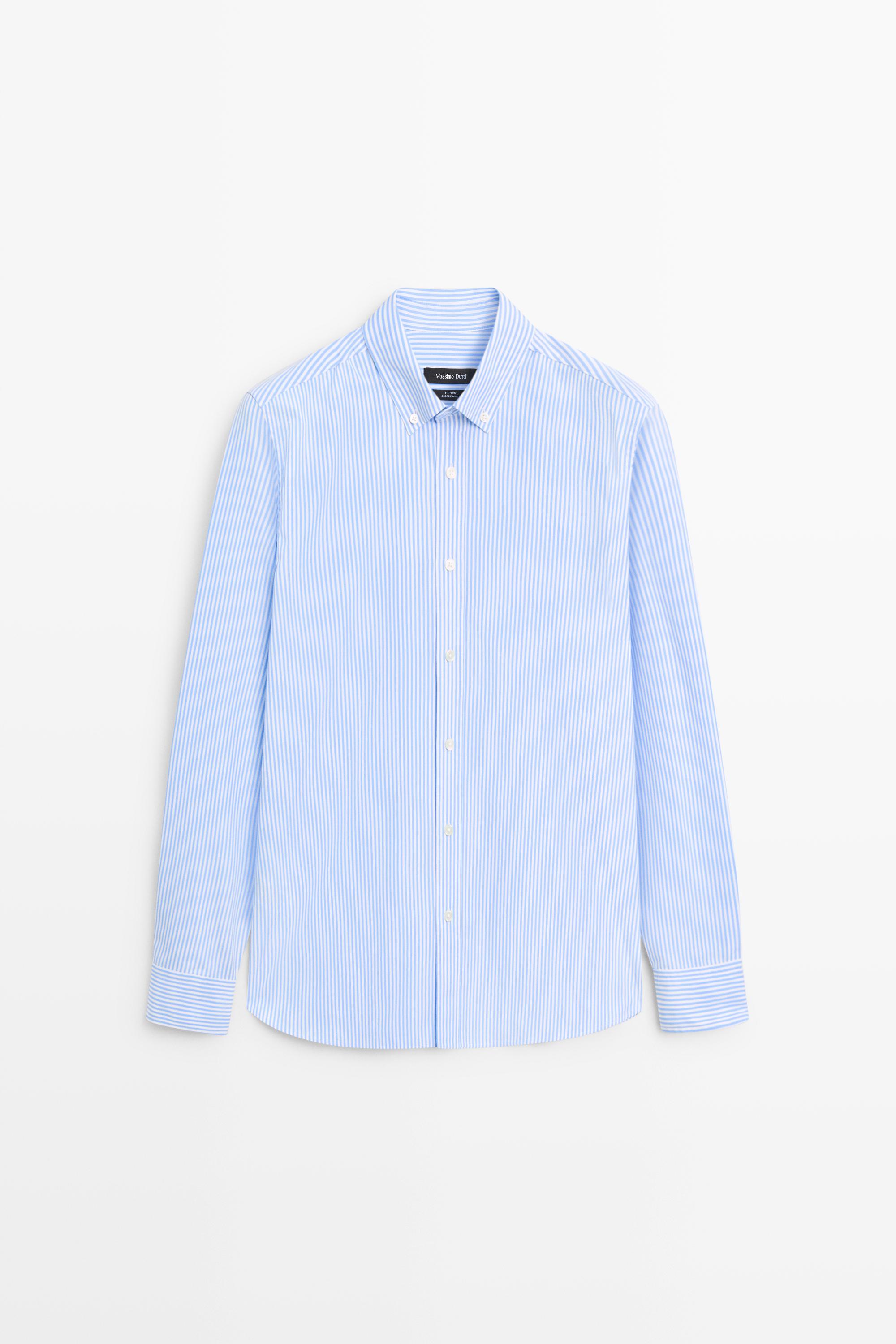 100% cotton regular fit striped shirt