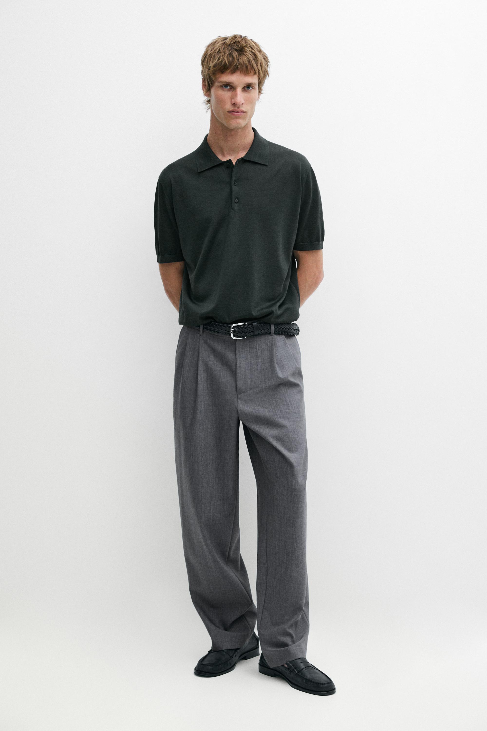 Relaxed fit cool wool darted pants