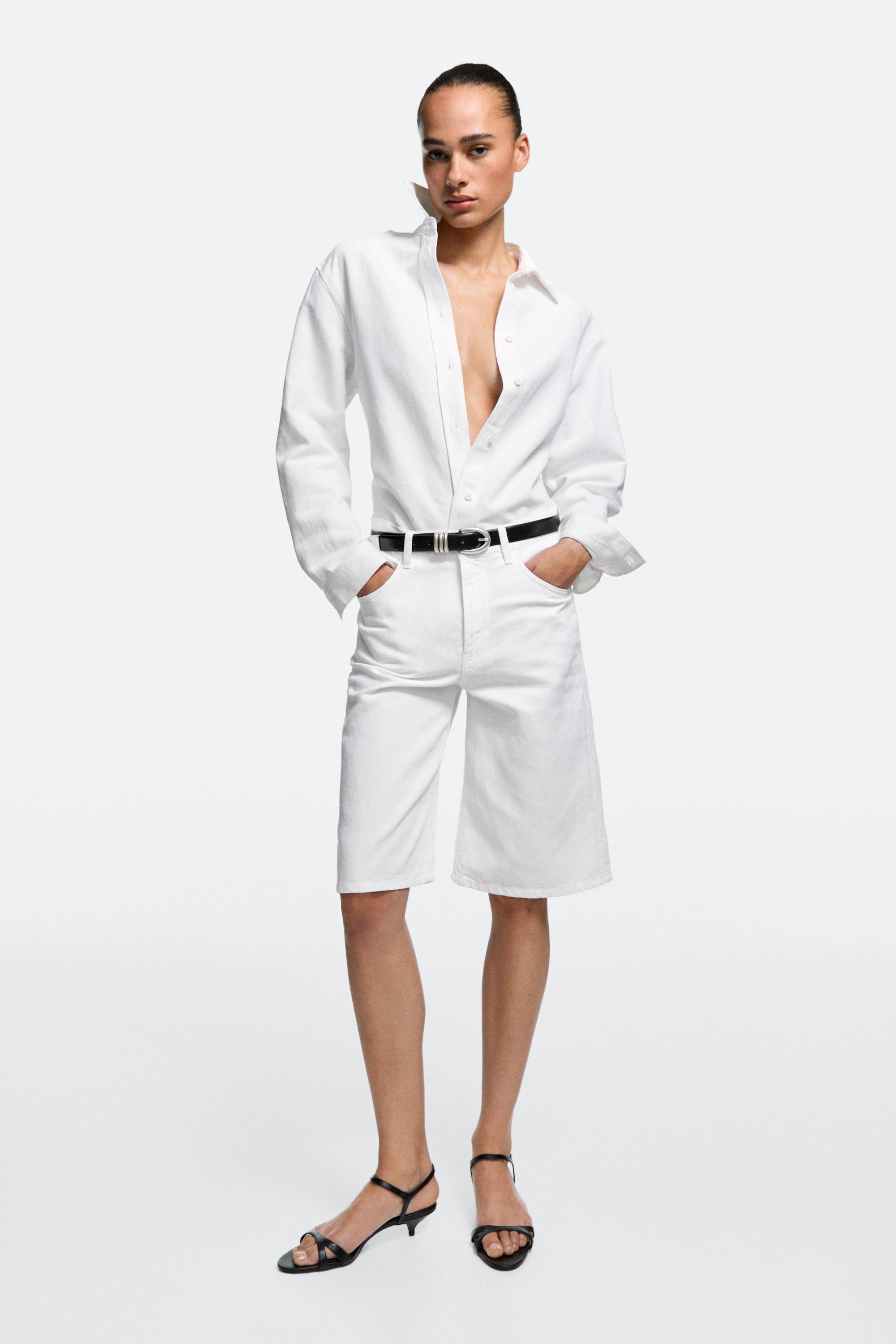 Cotton and linen blend Bermuda shorts