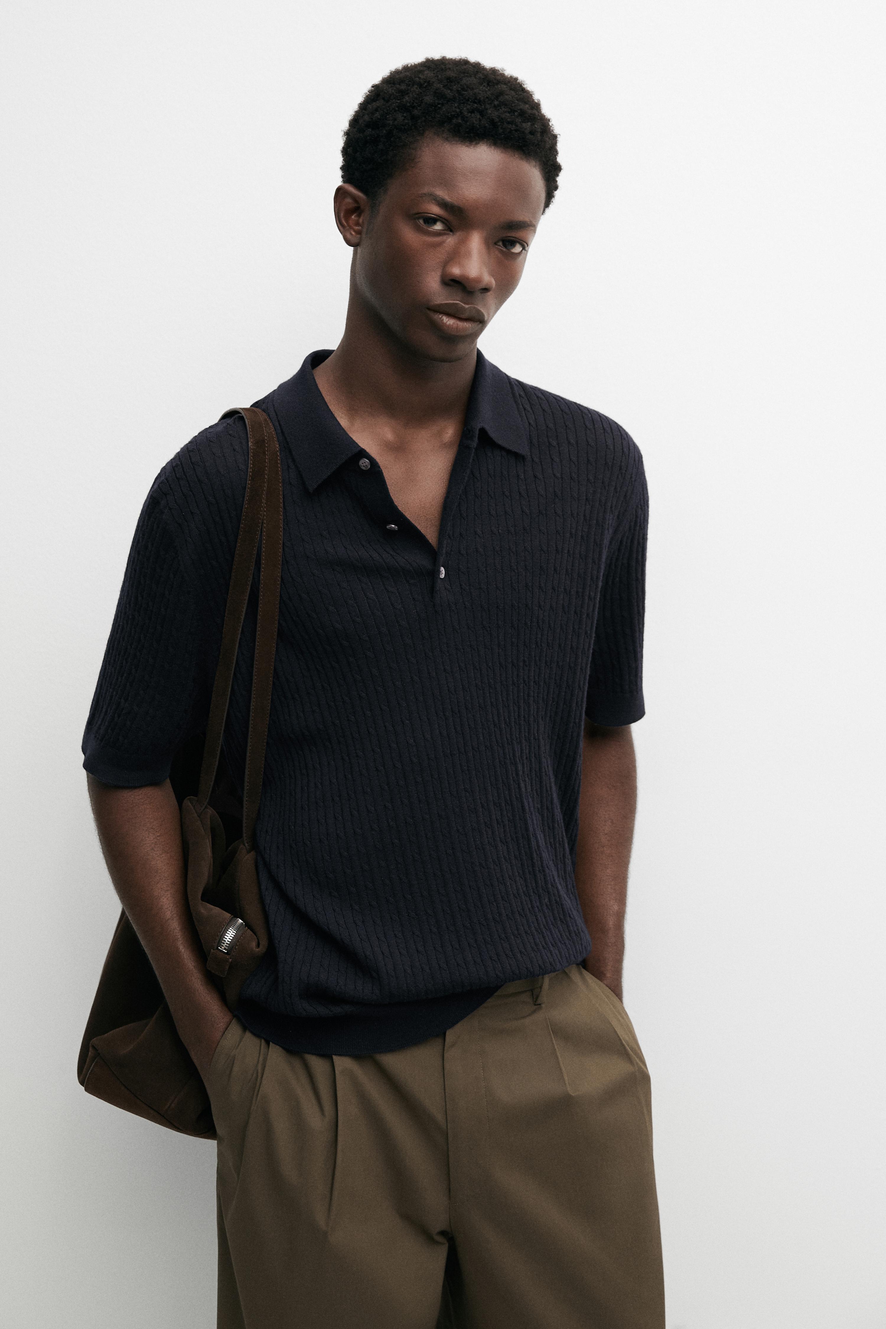 Merino wool knit polo sweater
