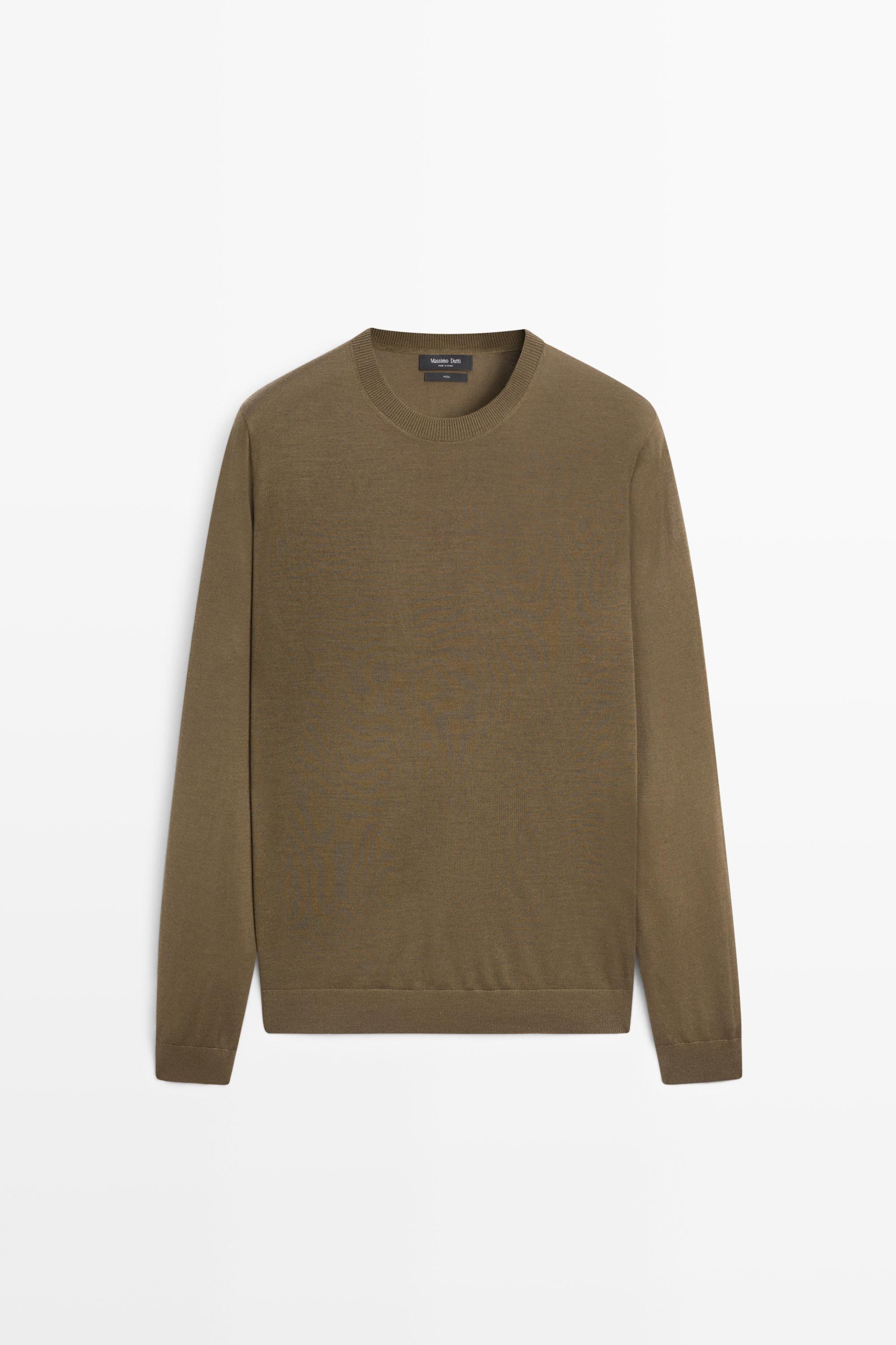 100% merino wool knit round neck sweater