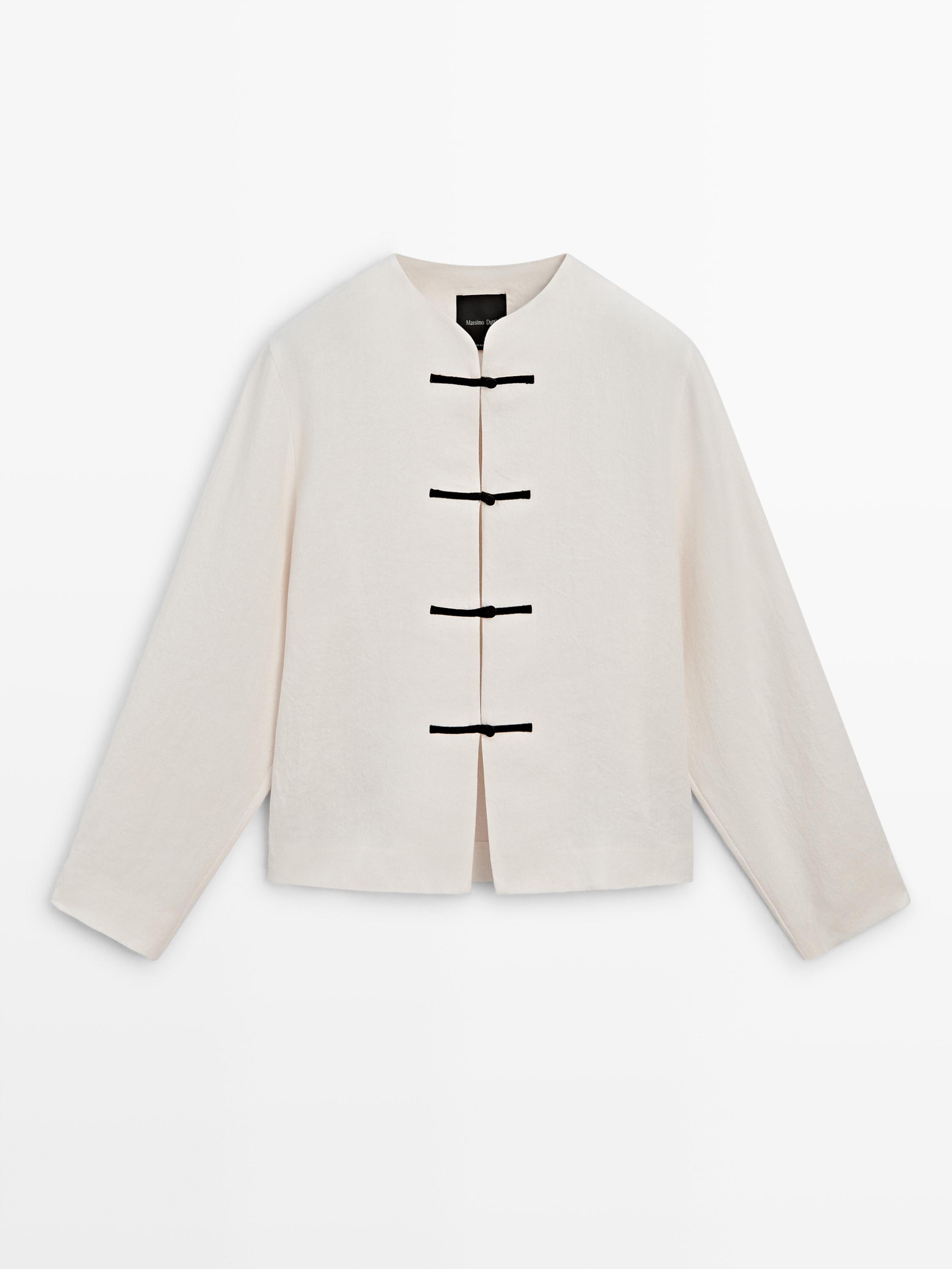 Linen overshirt with button details