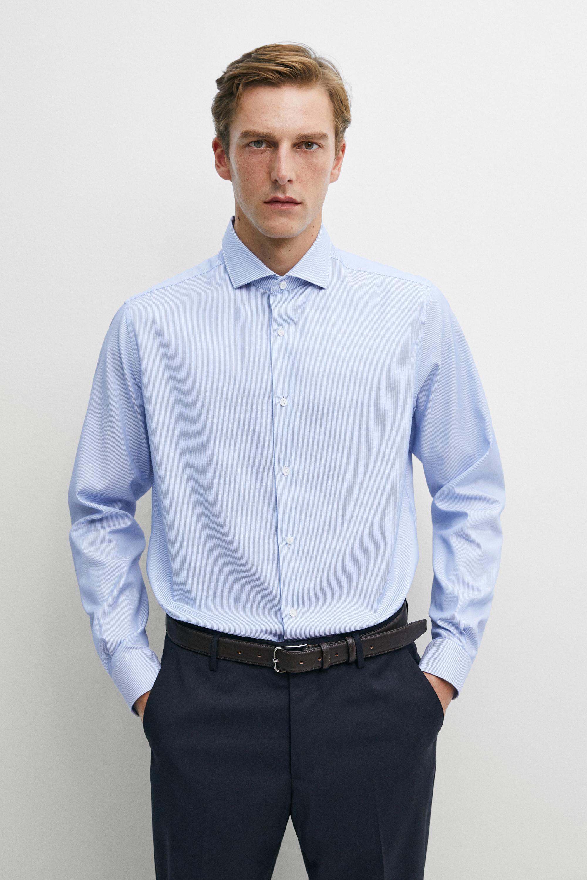 Slim fit striped 100% cotton shirt