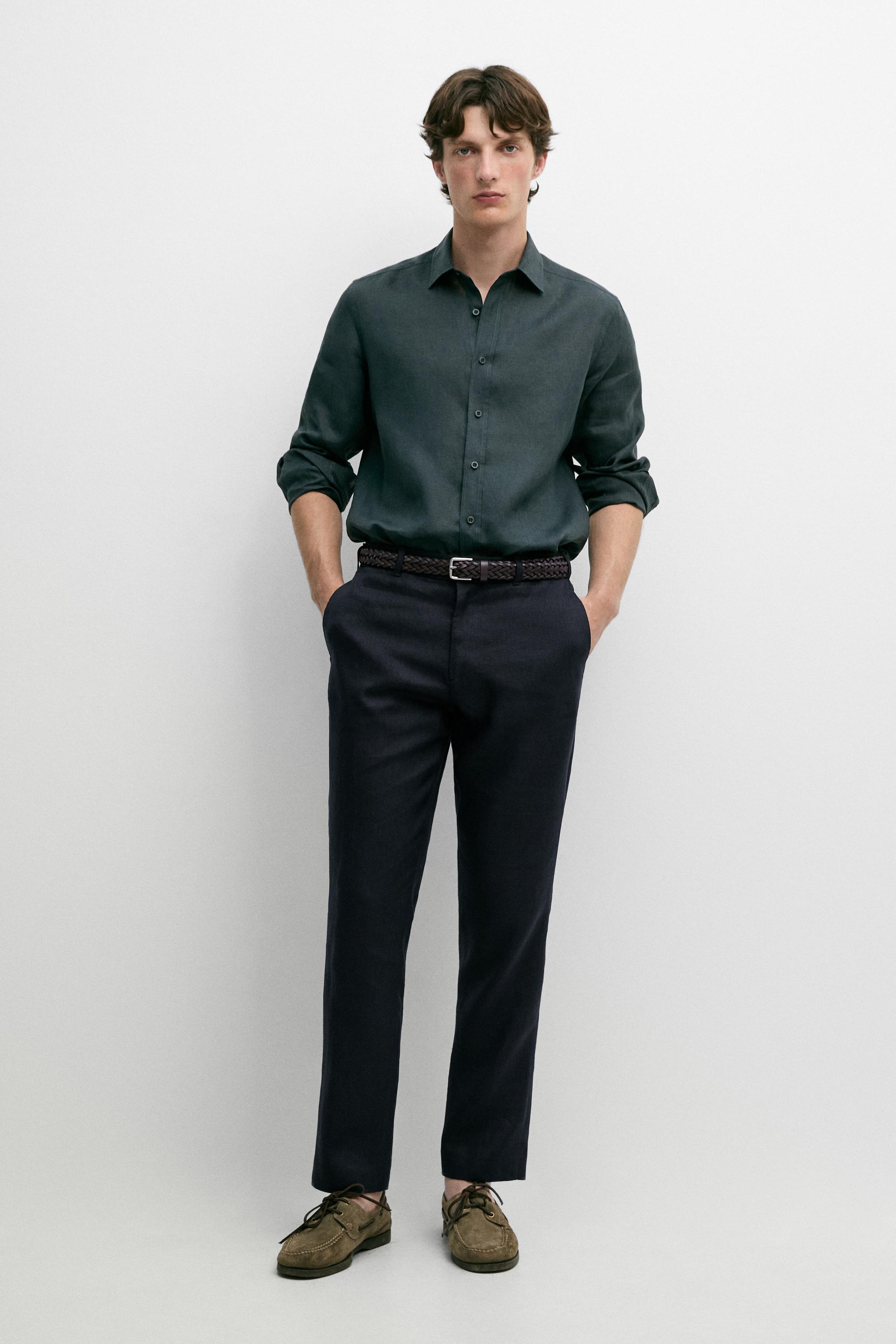 Tapered fit linen pants