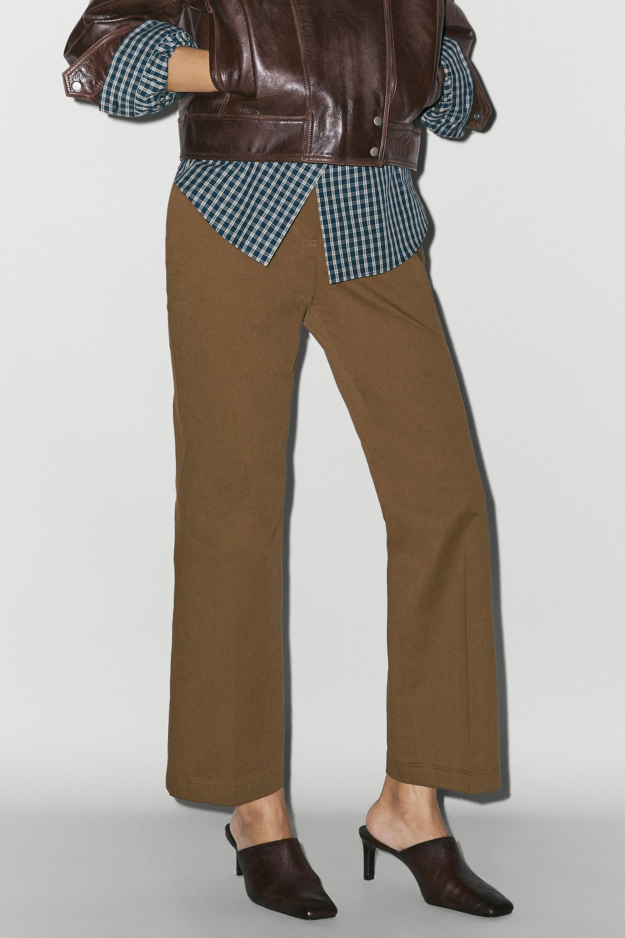 Cotton blend kick flare pants