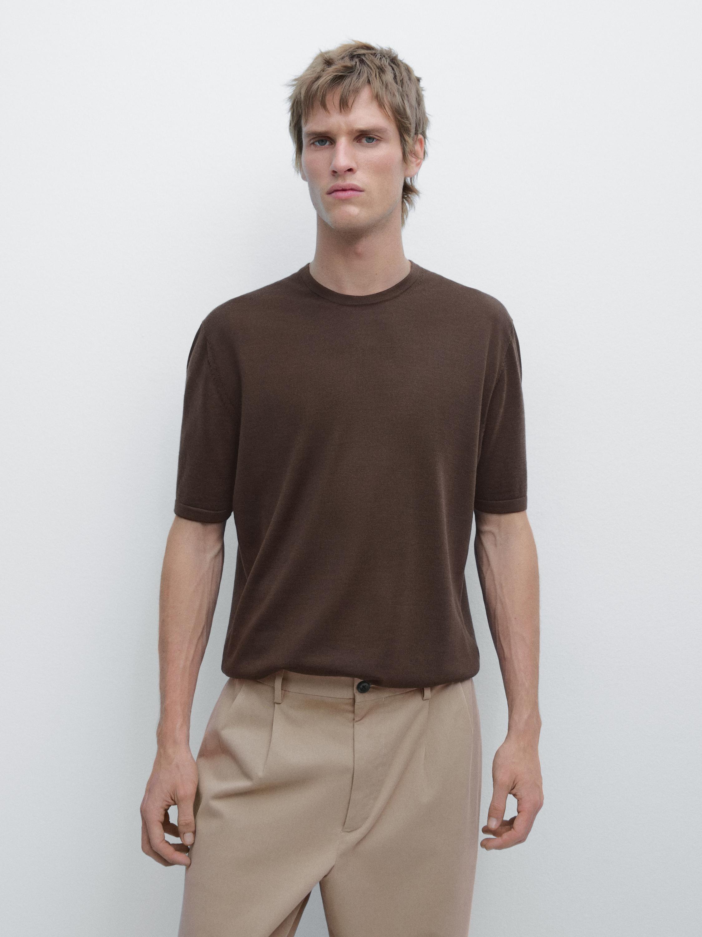 Wool blend knit T-shirt
