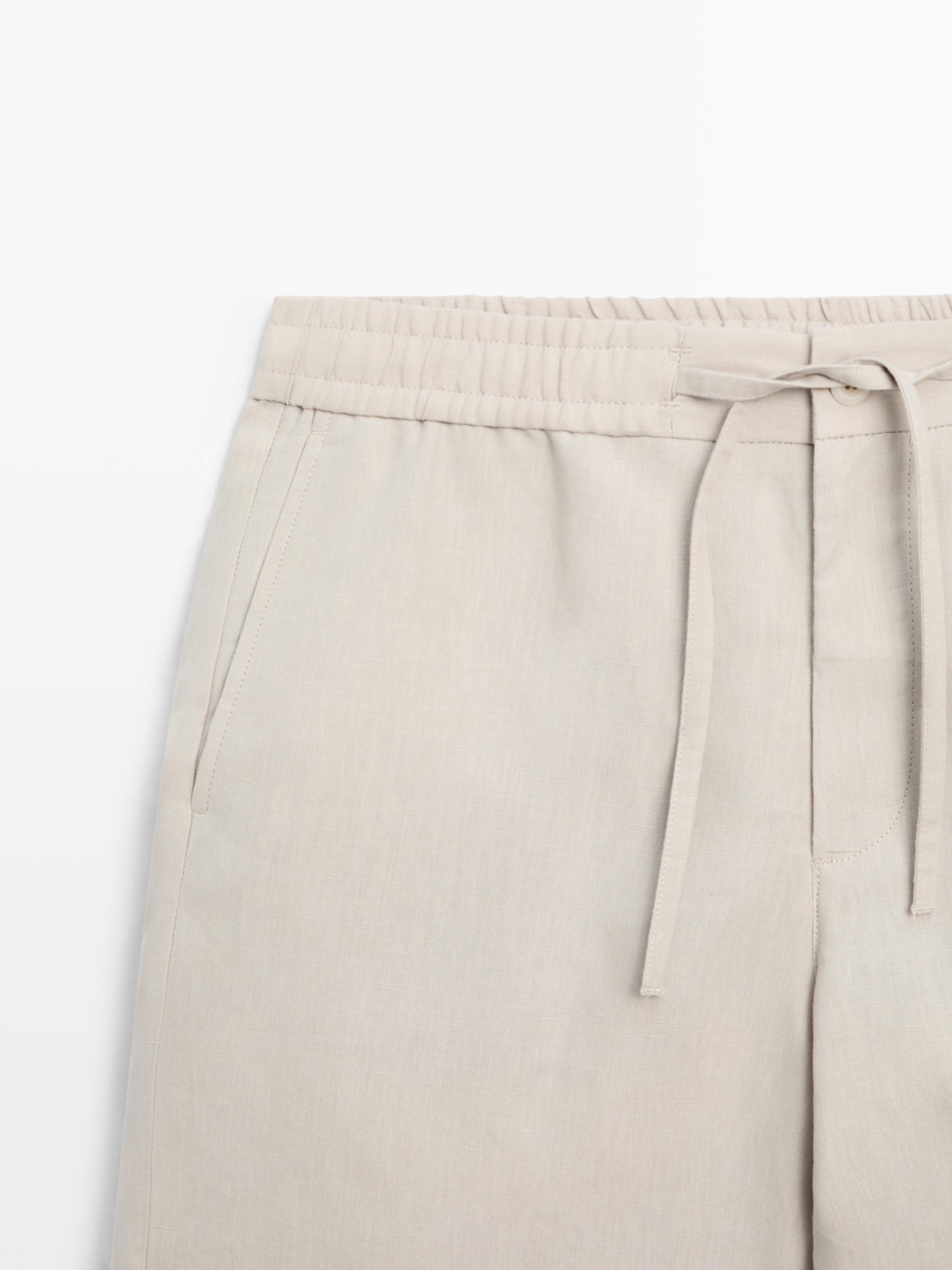 100% linen short Bermuda shorts