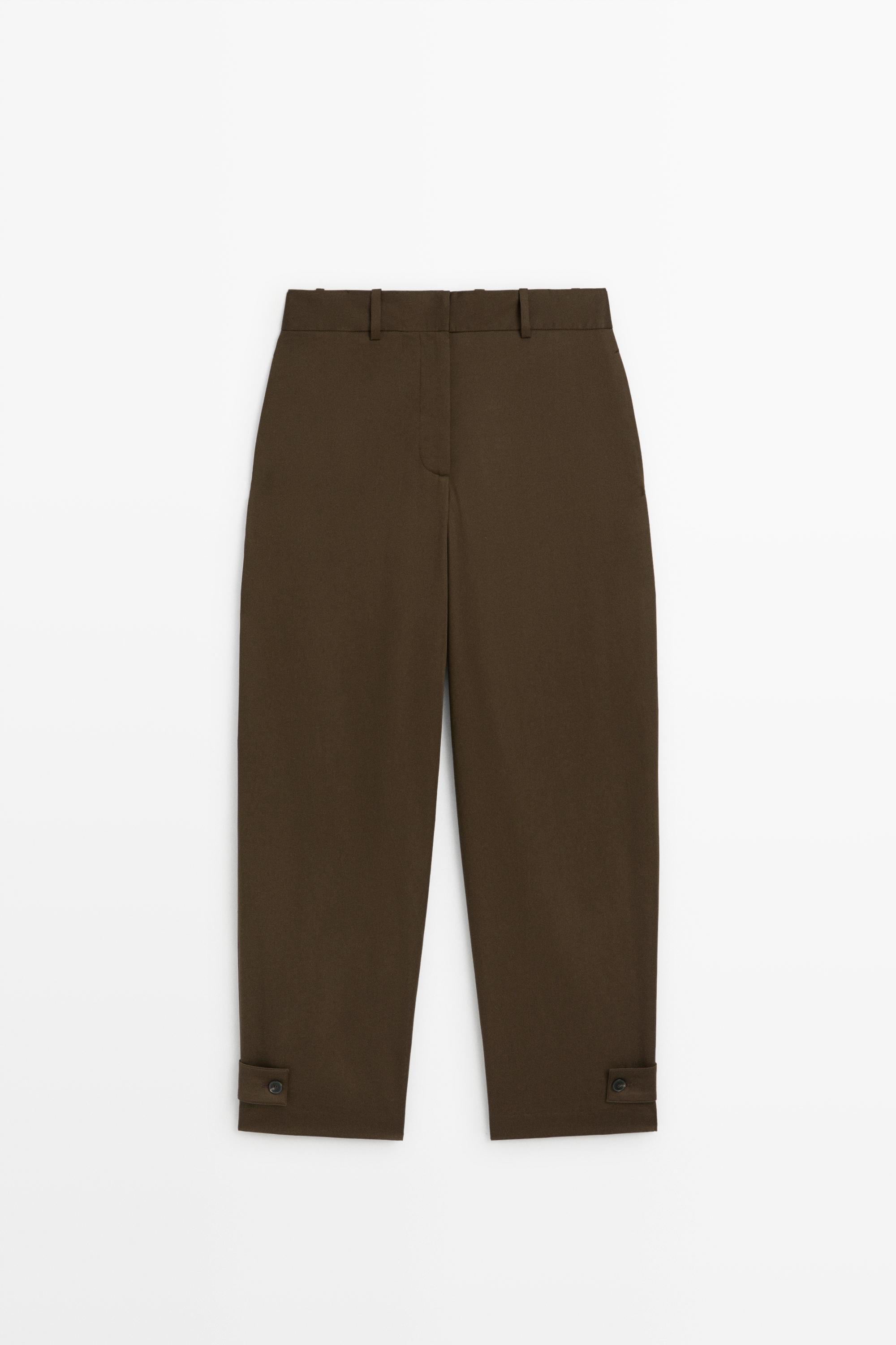 Pants with button-tab hem detail
