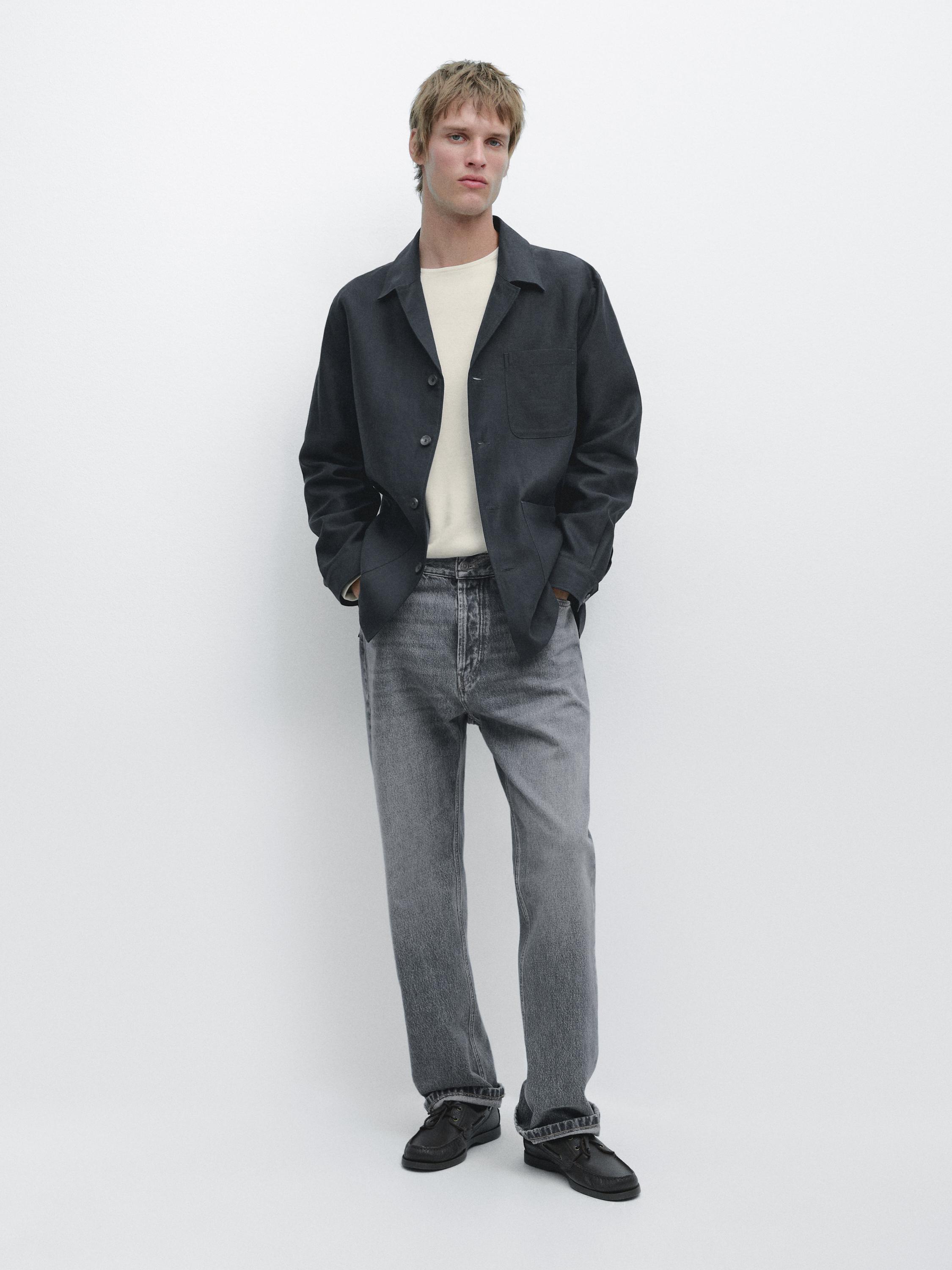 Linen overshirt with pocket details