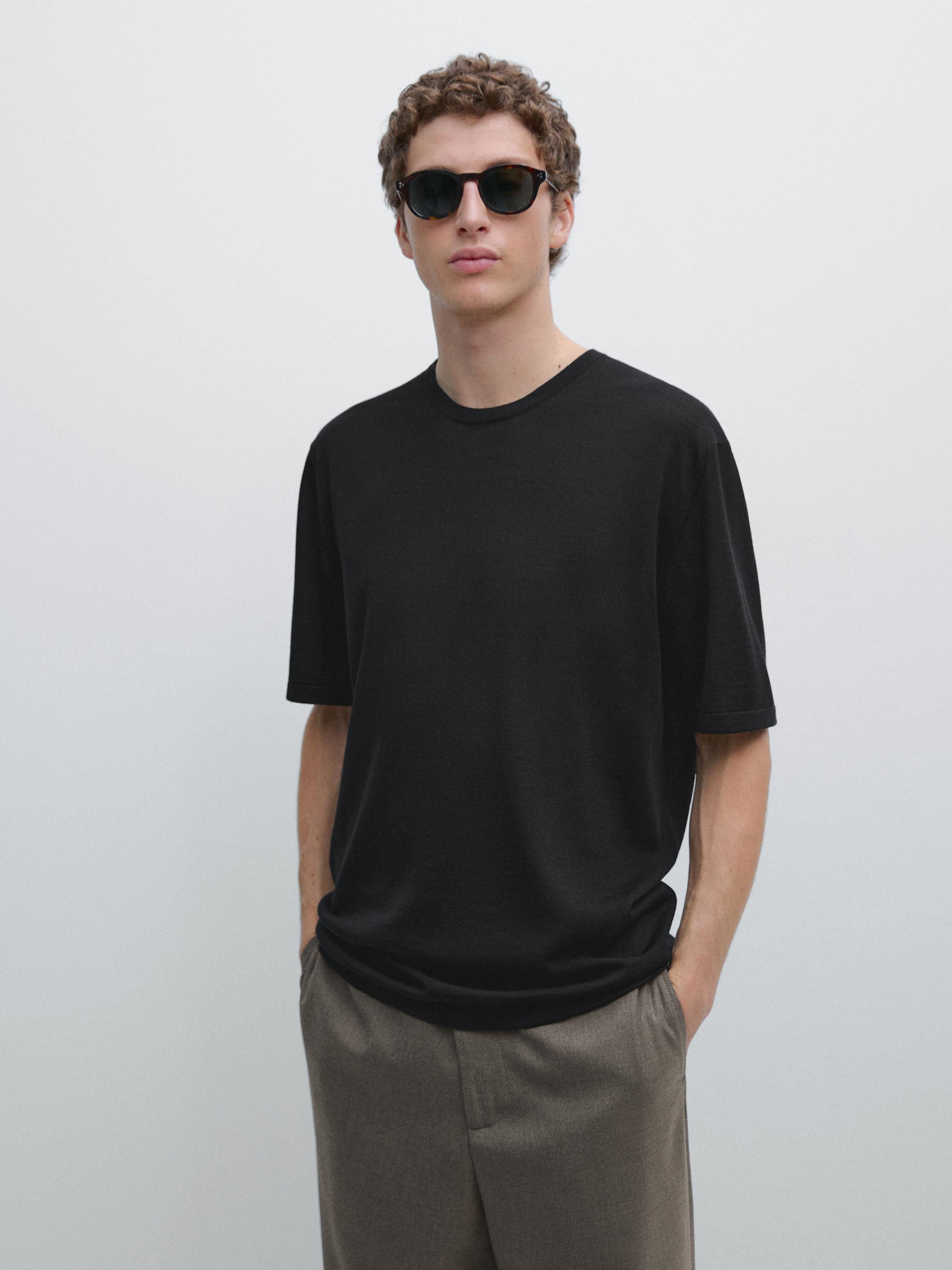 Wool blend knit T-shirt