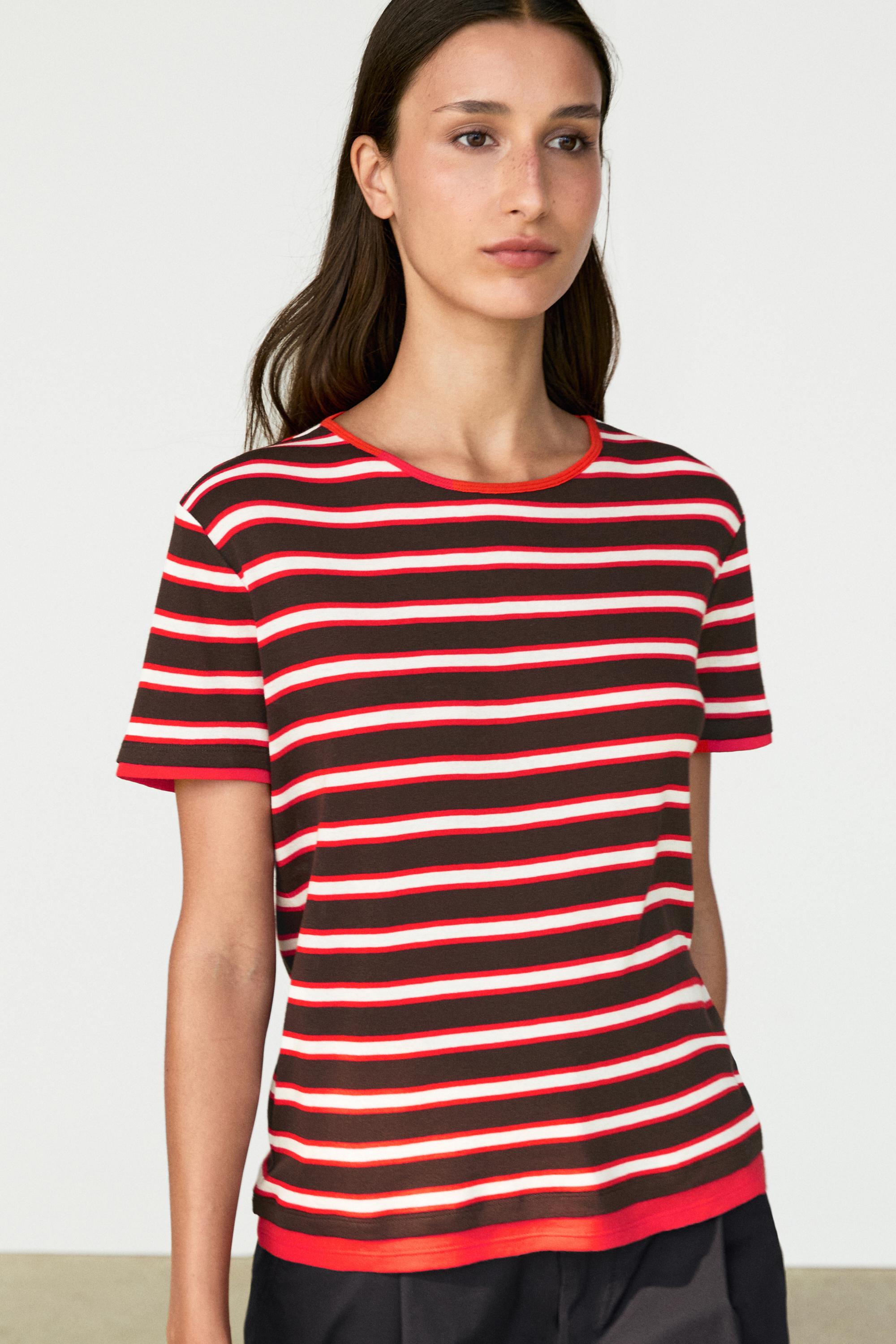100% cotton short sleeve striped T-shirt