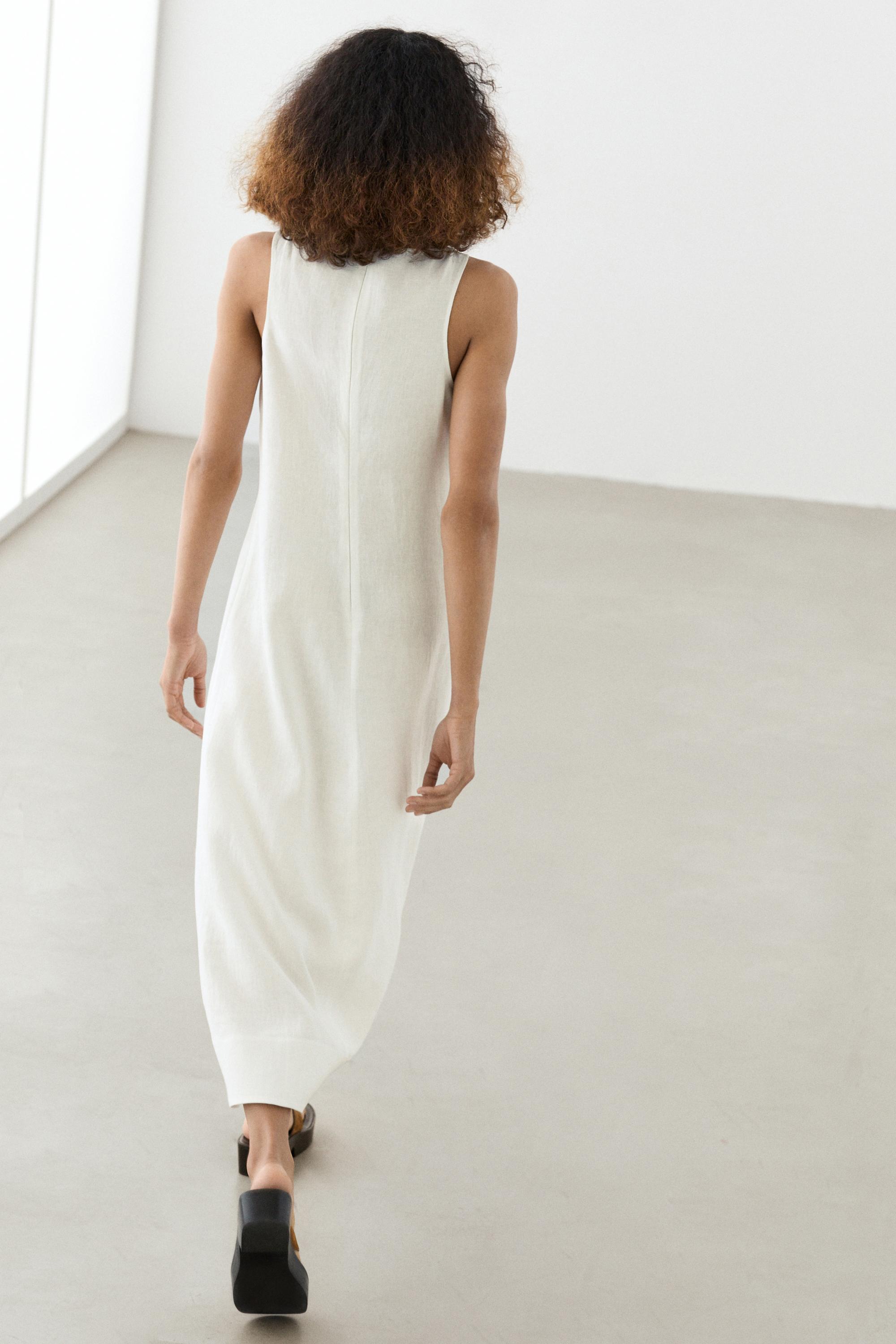 100% linen halter dress