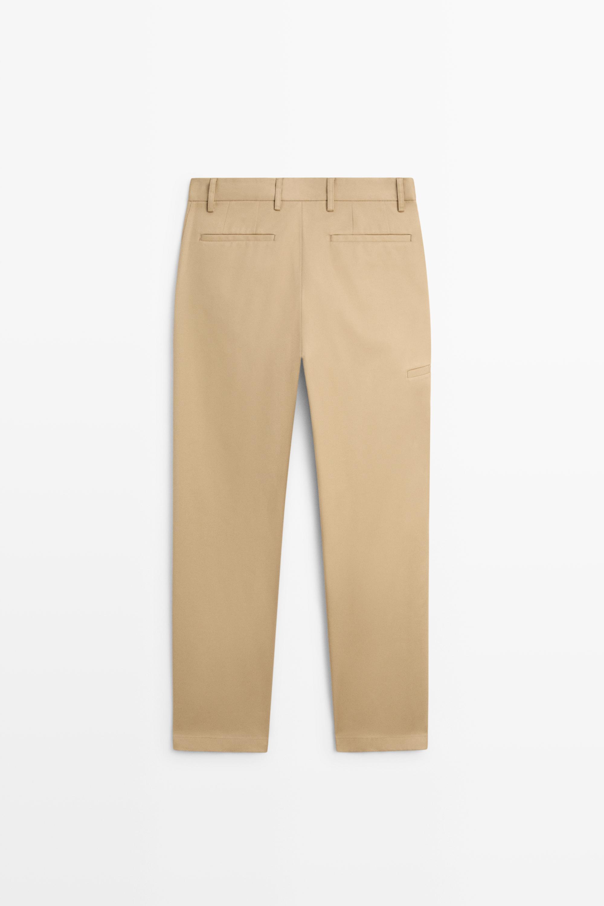 Cotton blend straight-leg pants
