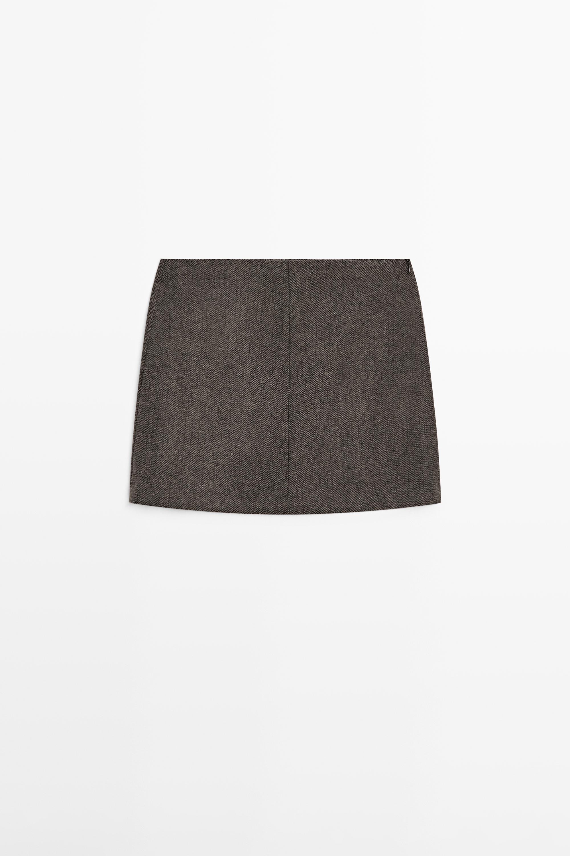 Wool blend mini skirt