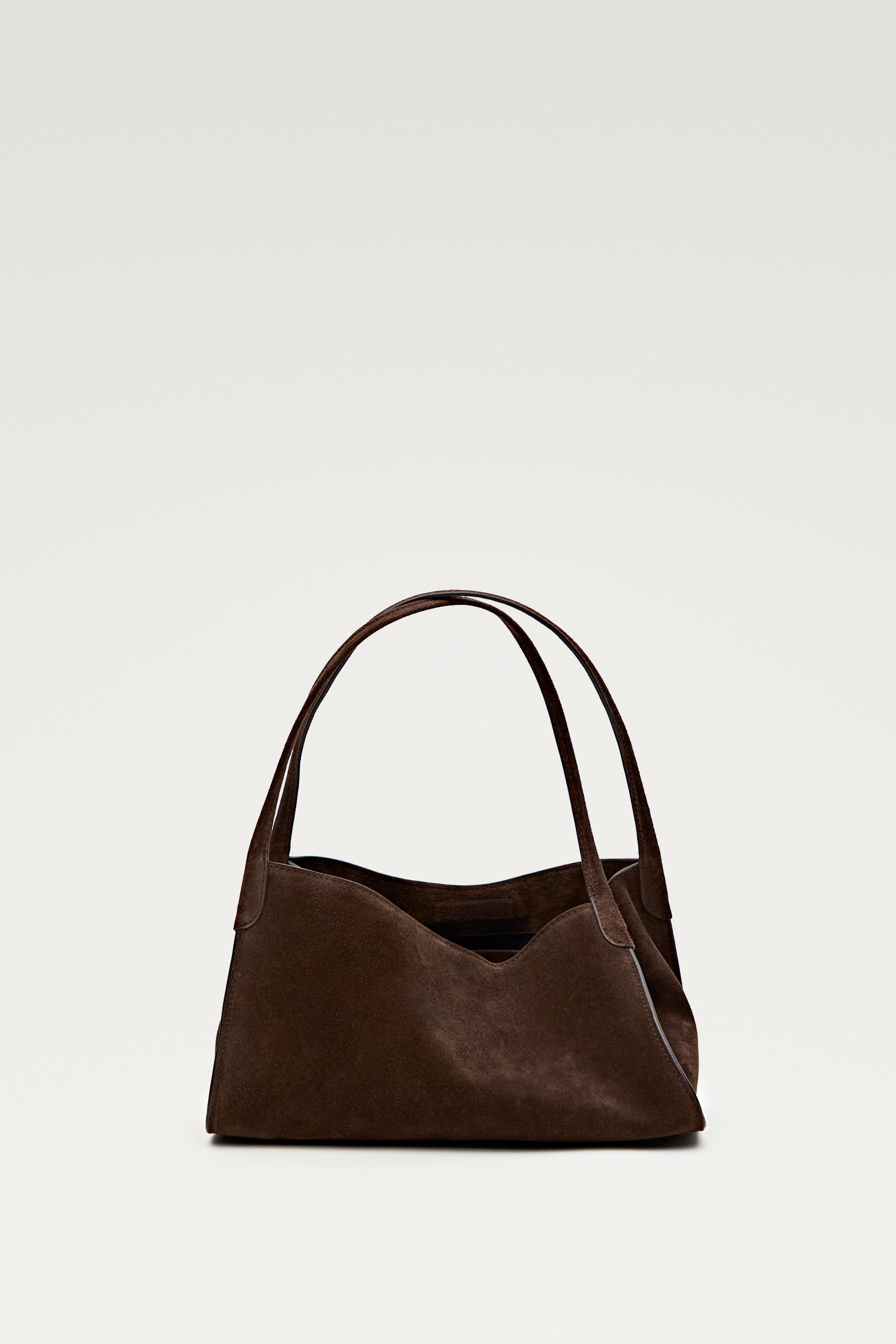 Split suede leather mini satchel bag