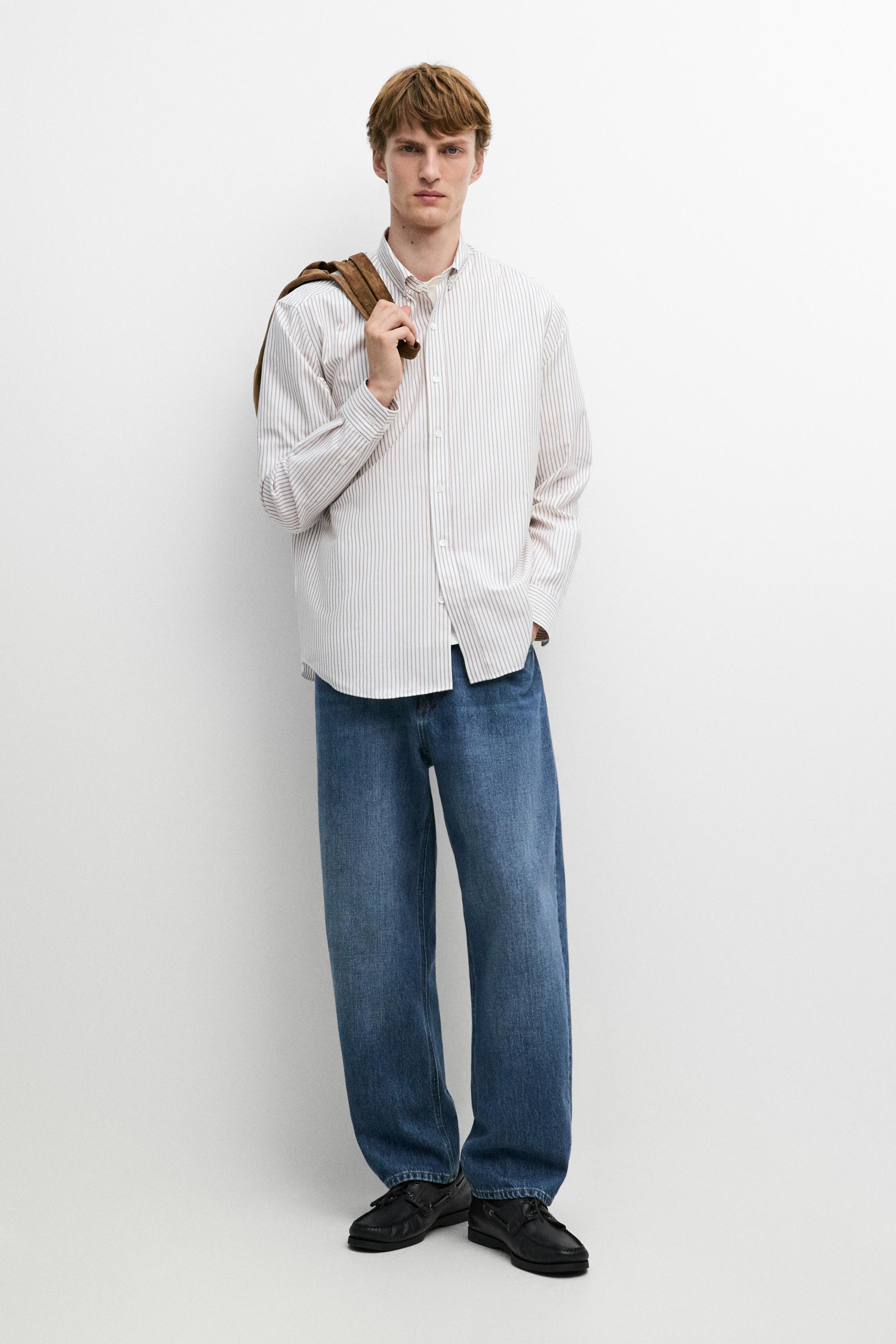 100% cotton regular fit striped shirt
