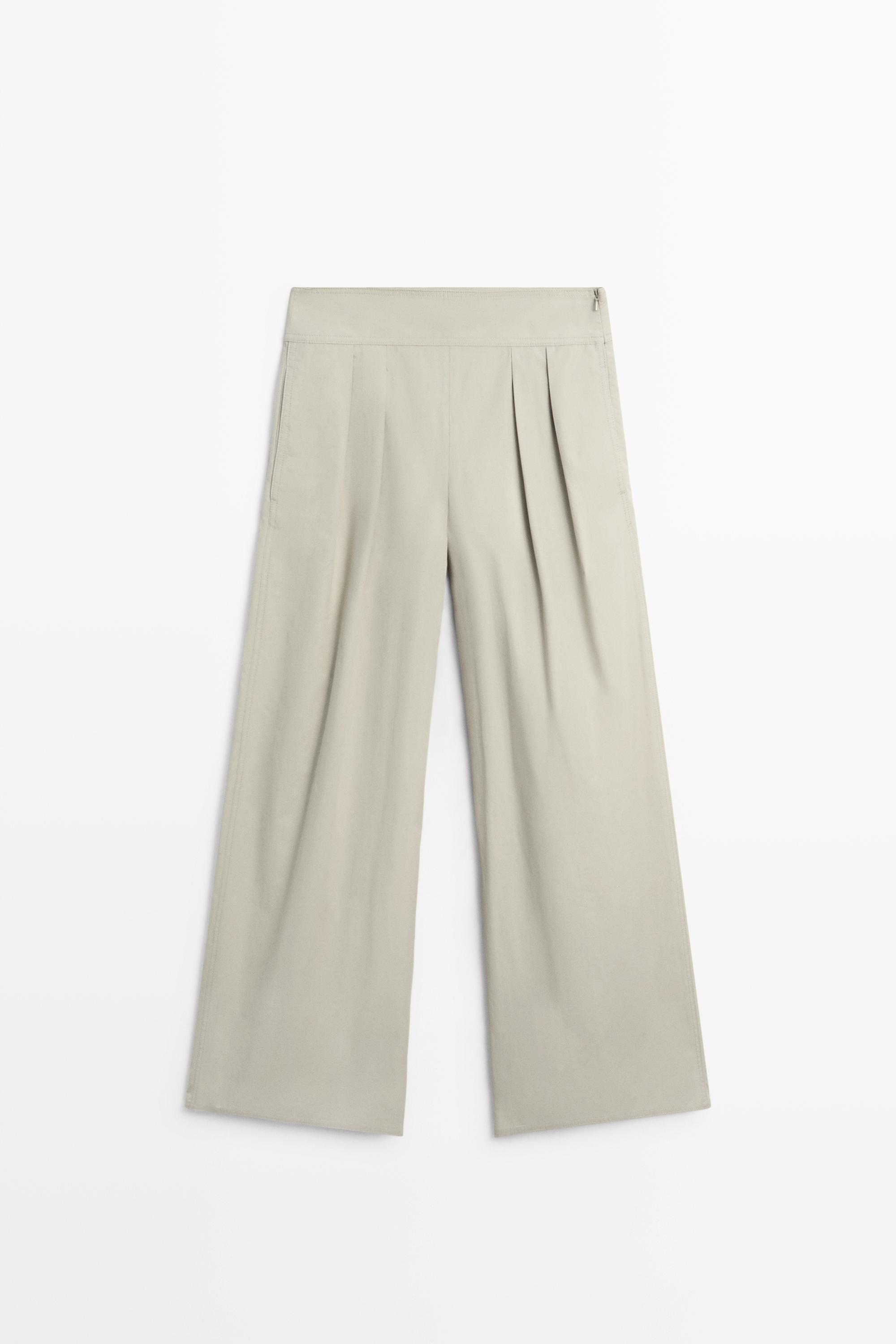 Wide-leg pants with pleated sash detail