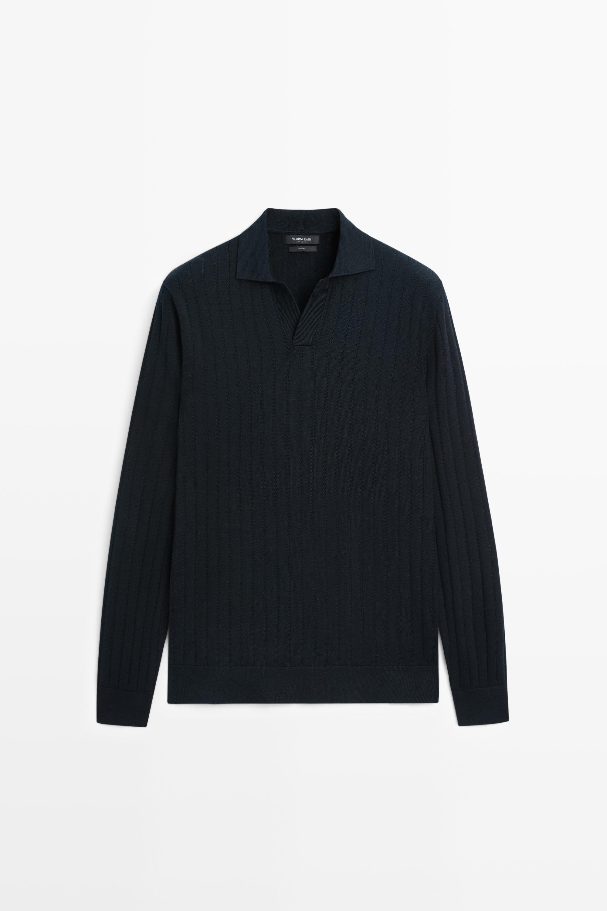 100% Cotton Knit Polo Sweater